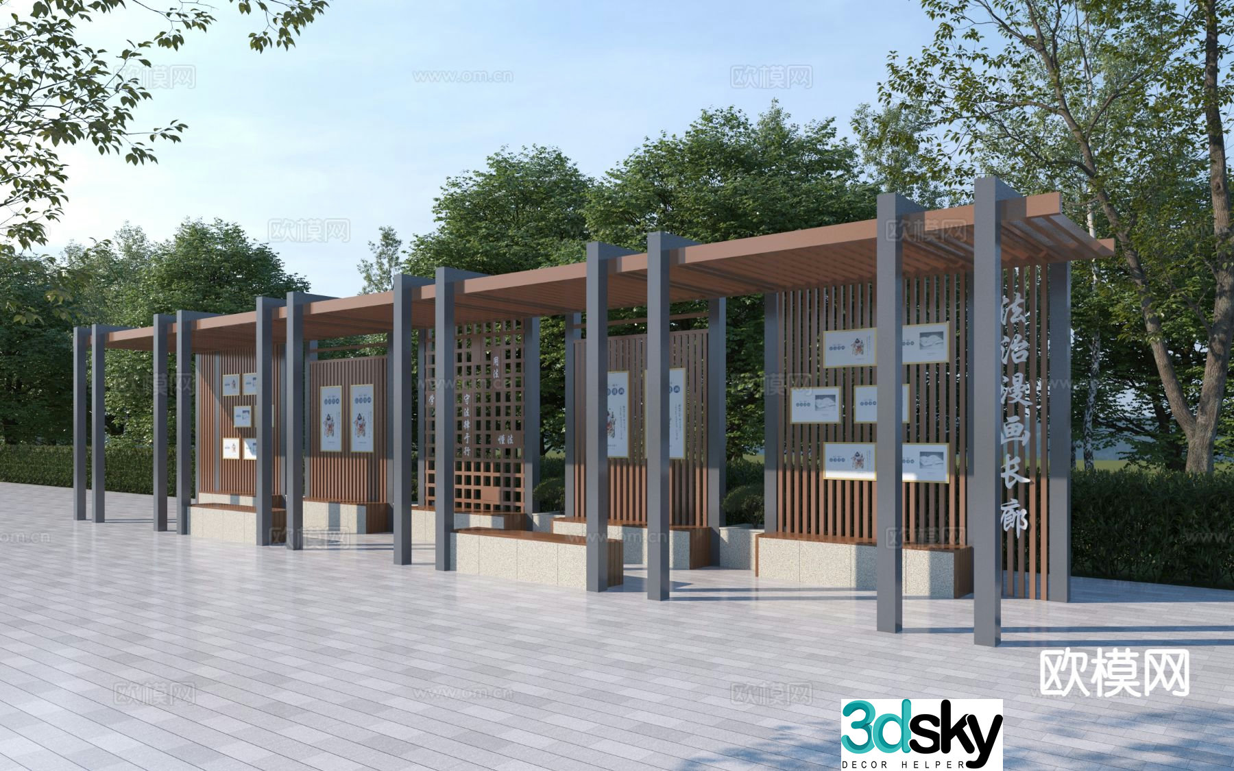 Chinese style pavilion gallery pavilion resting pavilion 3D model