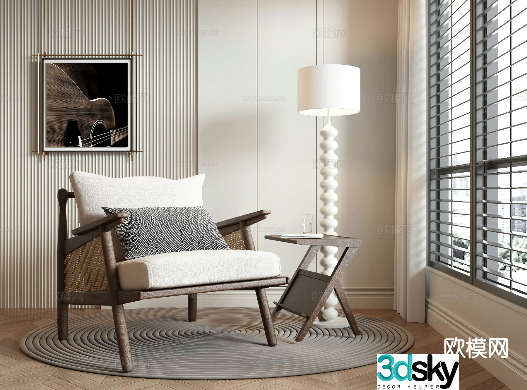 Medieval style chair leisure chair rattan chair 3d model