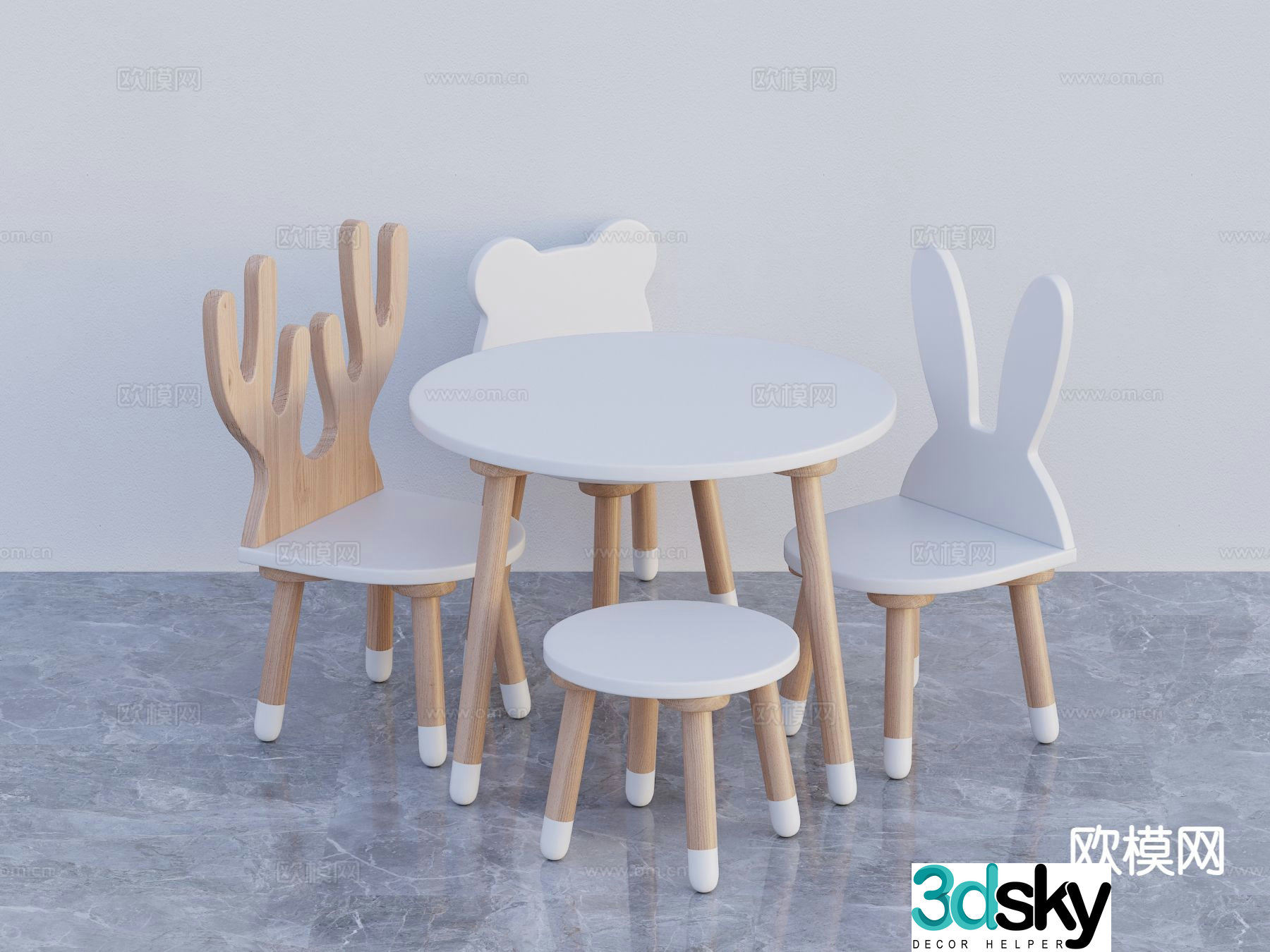 Children’s tables and chairs cartoon tables and chairs 3d model