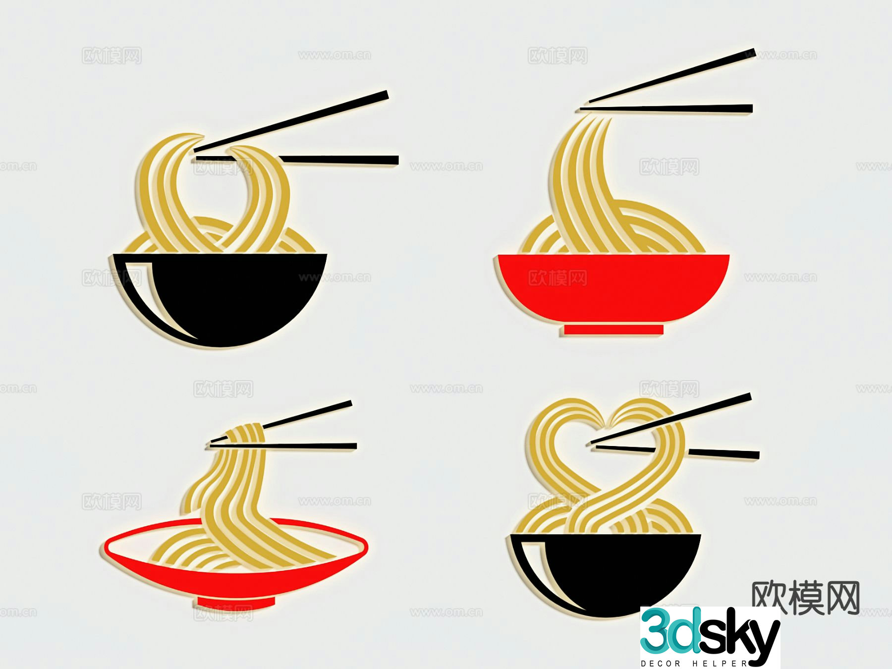 modern noodle shop noodles logo signage 3d model