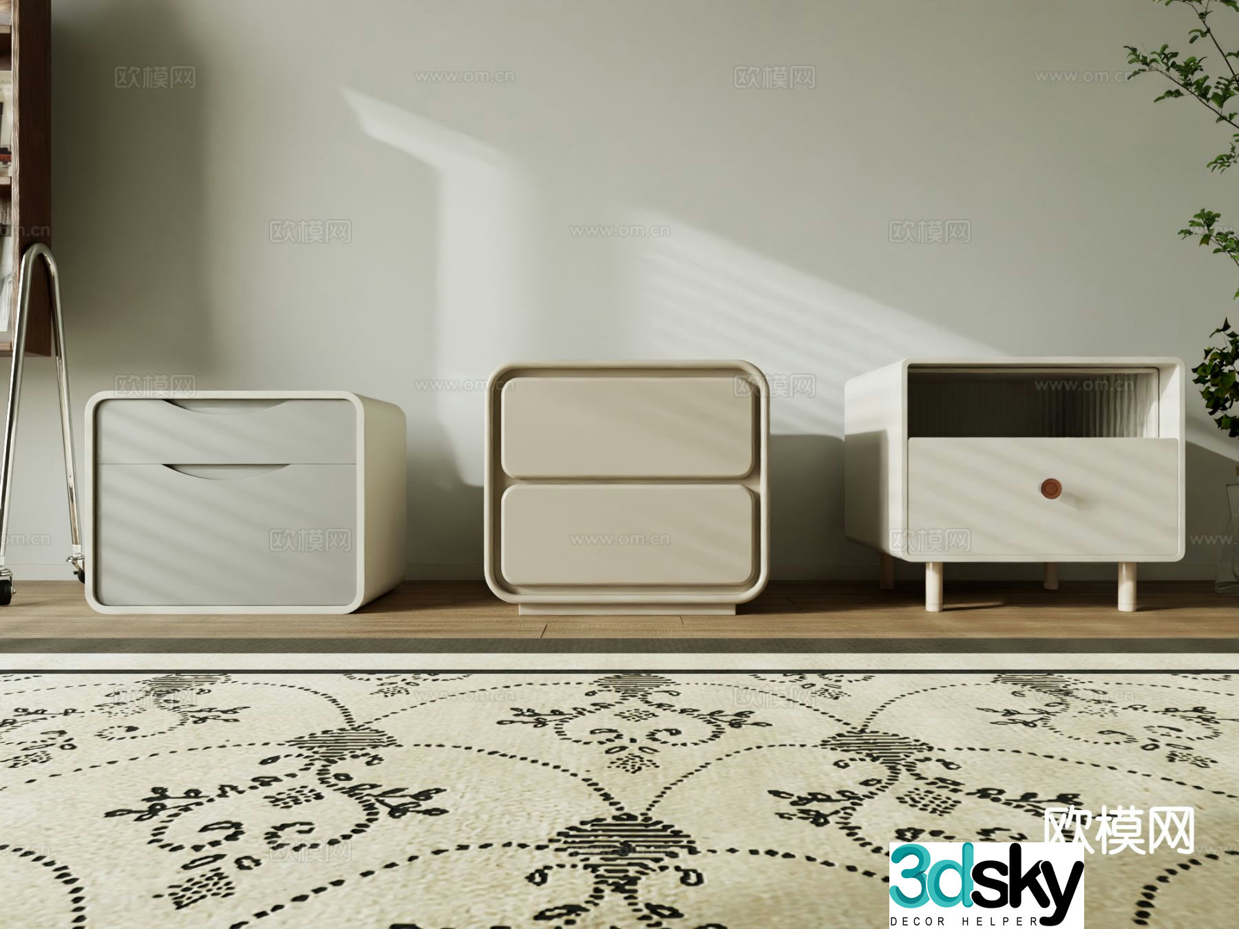 Modern bedside table 3d model