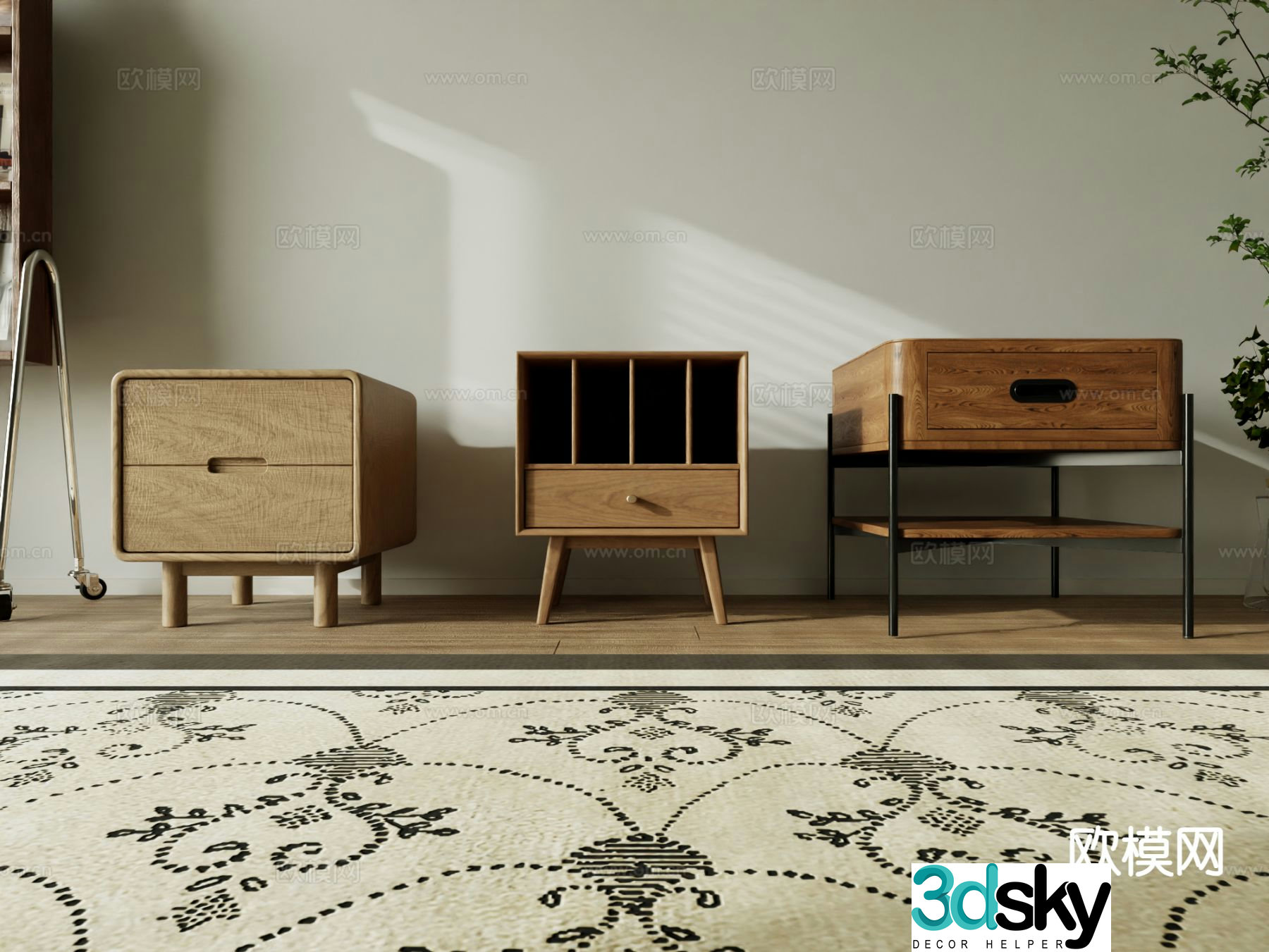 wabi-sabi bedside table 3d model