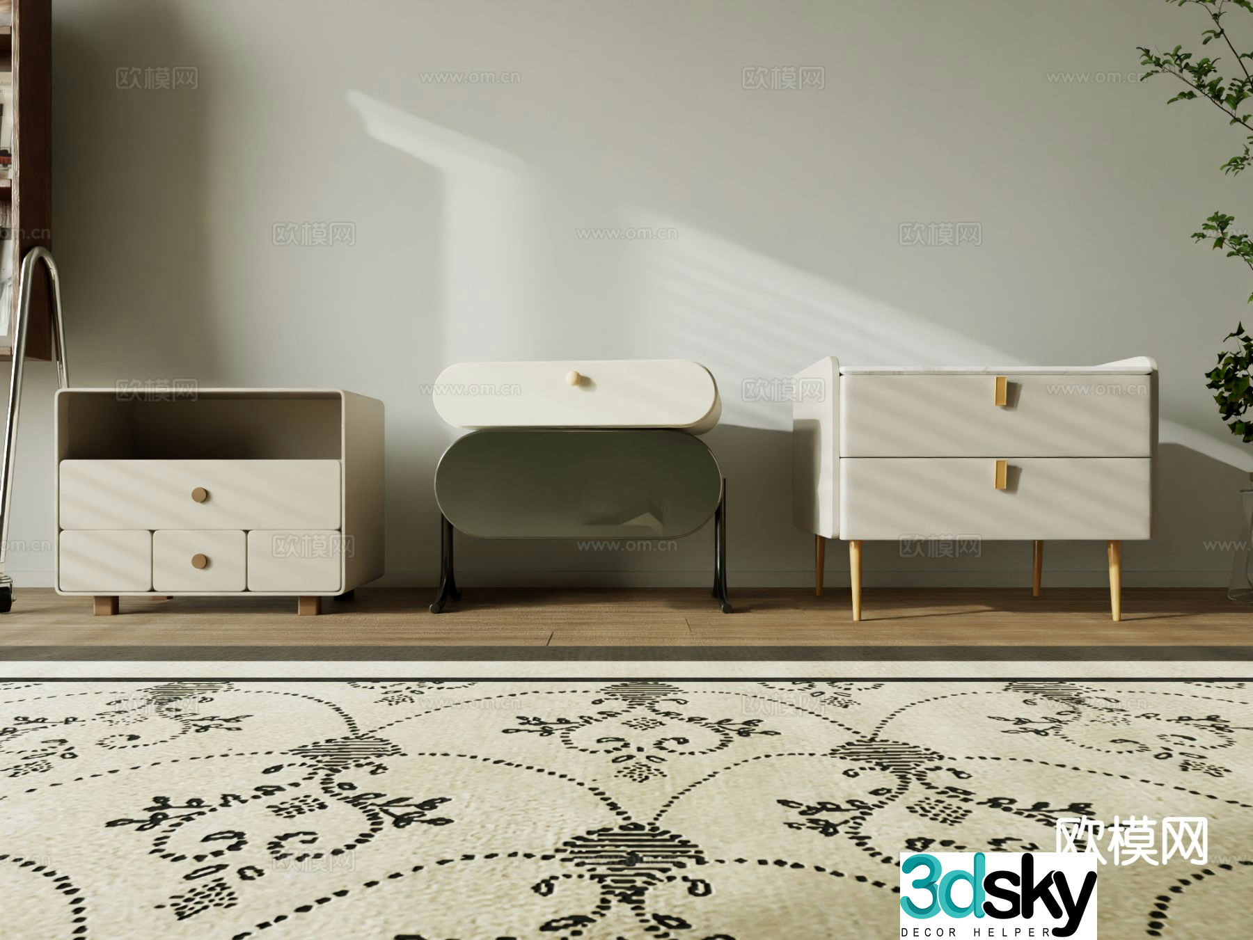 Modern bedside table 3d model