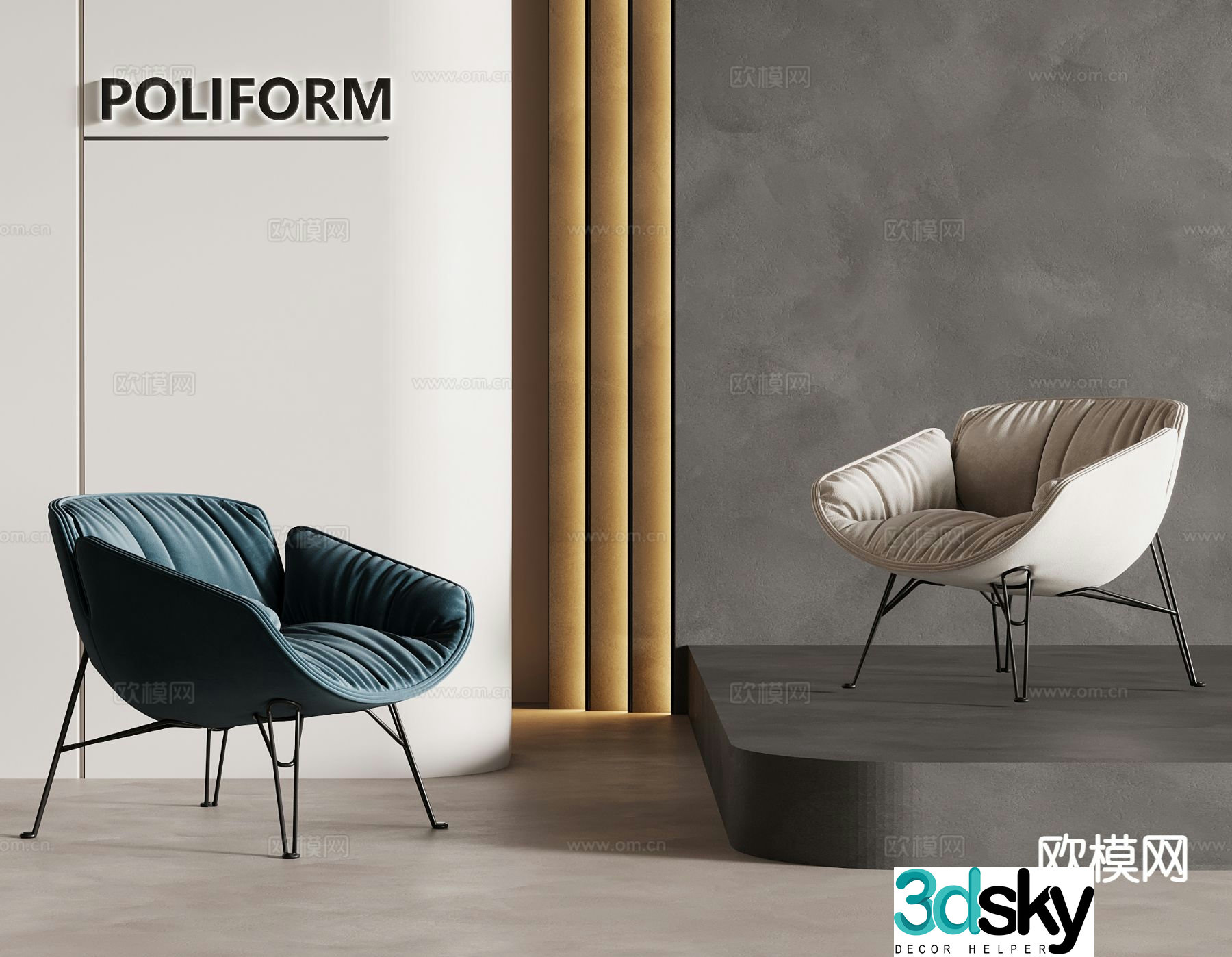 Modern chair leisure chair single chair 3d model