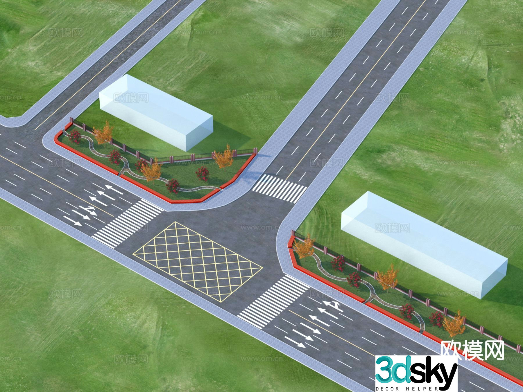 Small park landscape highway landscape 3d model