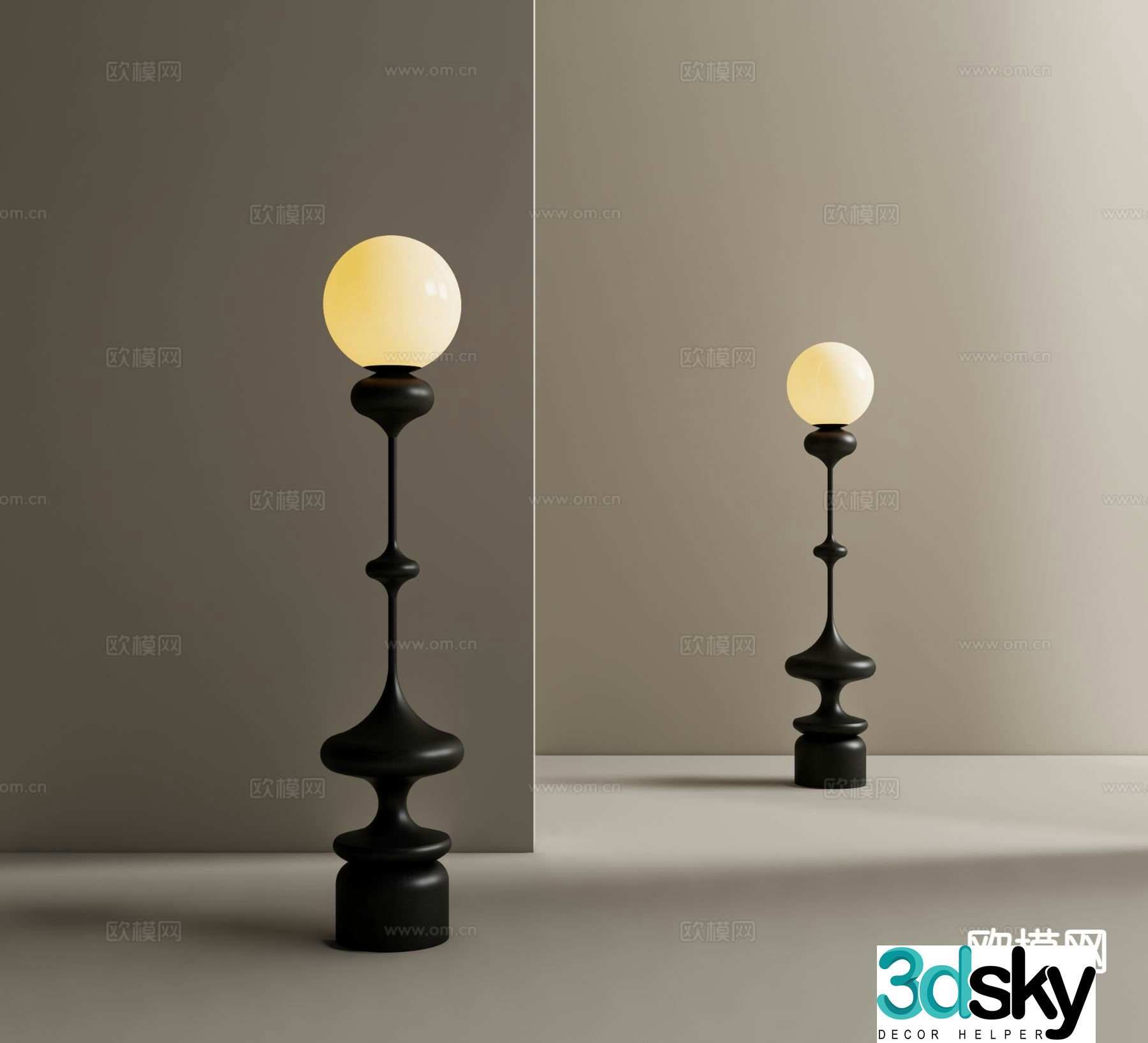 Medieval style floor lamp 3d model