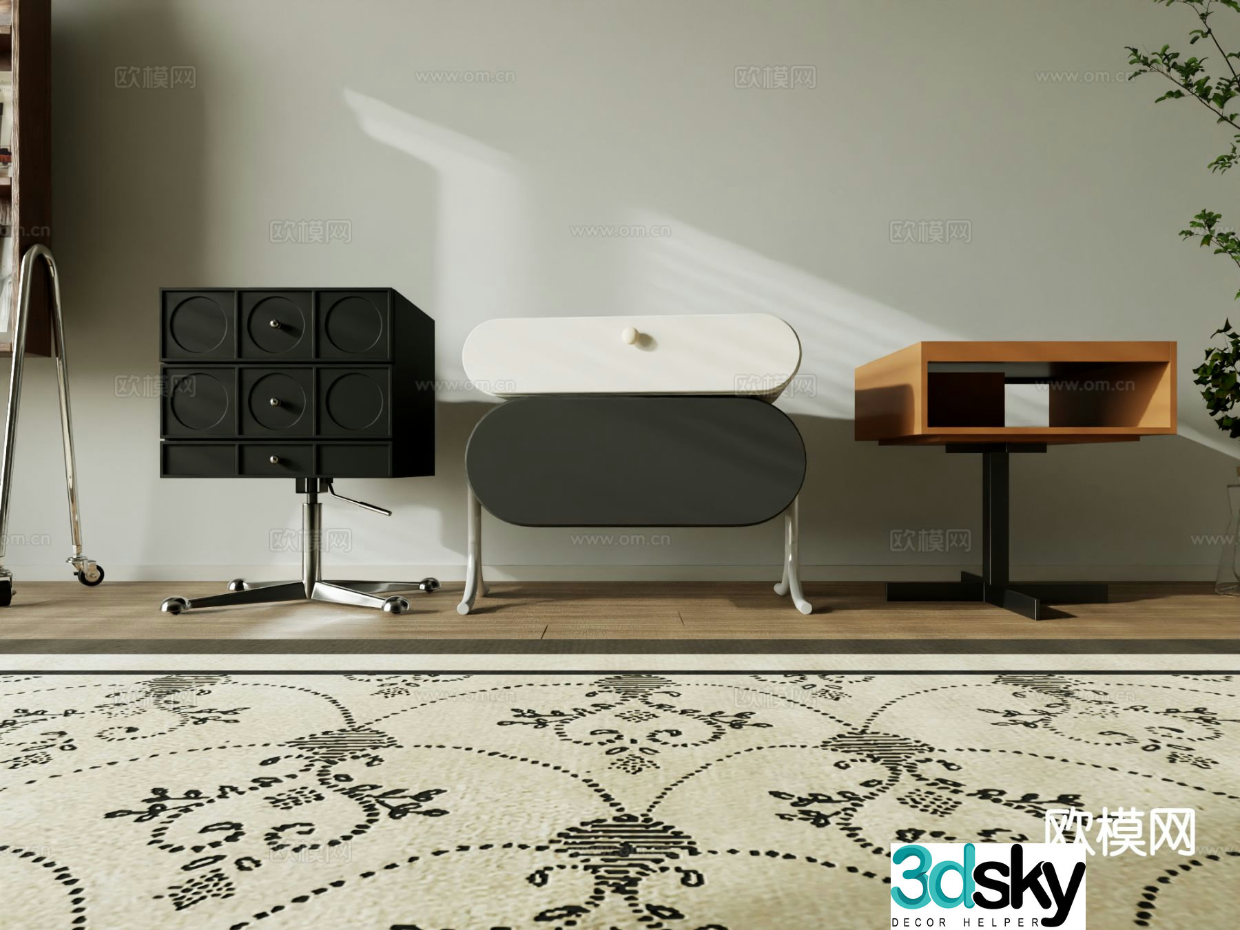 Modern bedside table 3d model