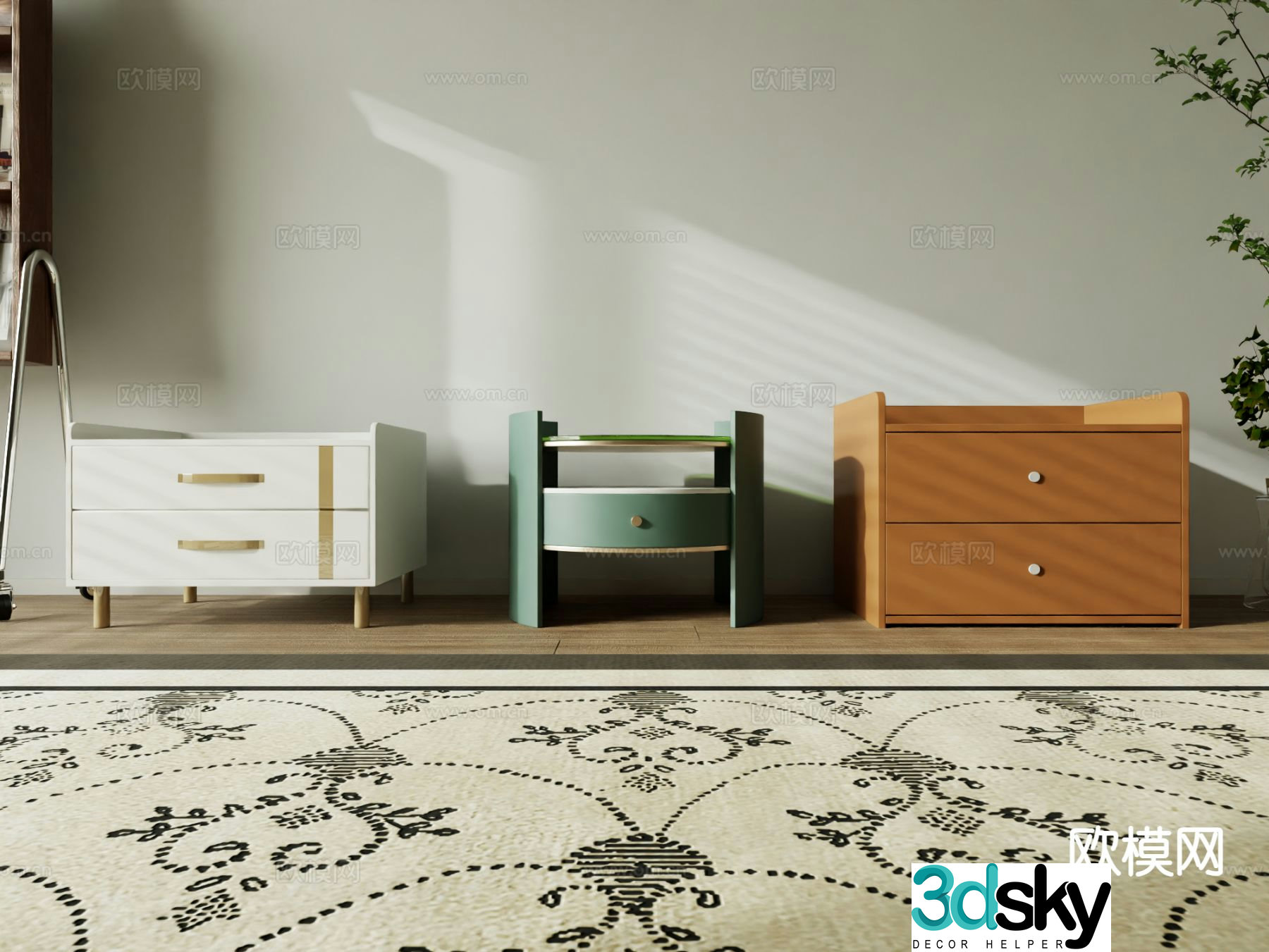 Modern bedside table 3d model
