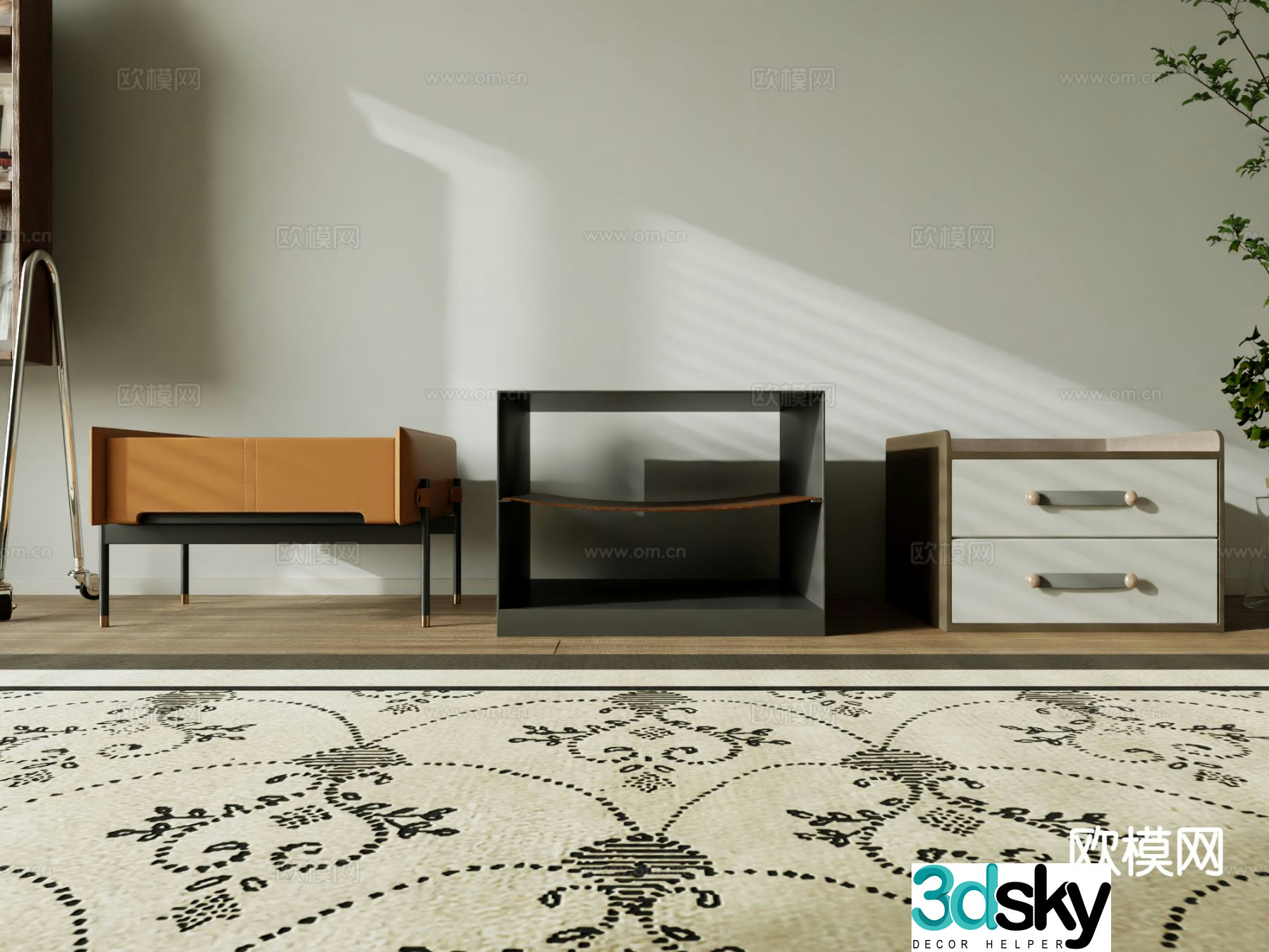 Modern bedside table 3d model