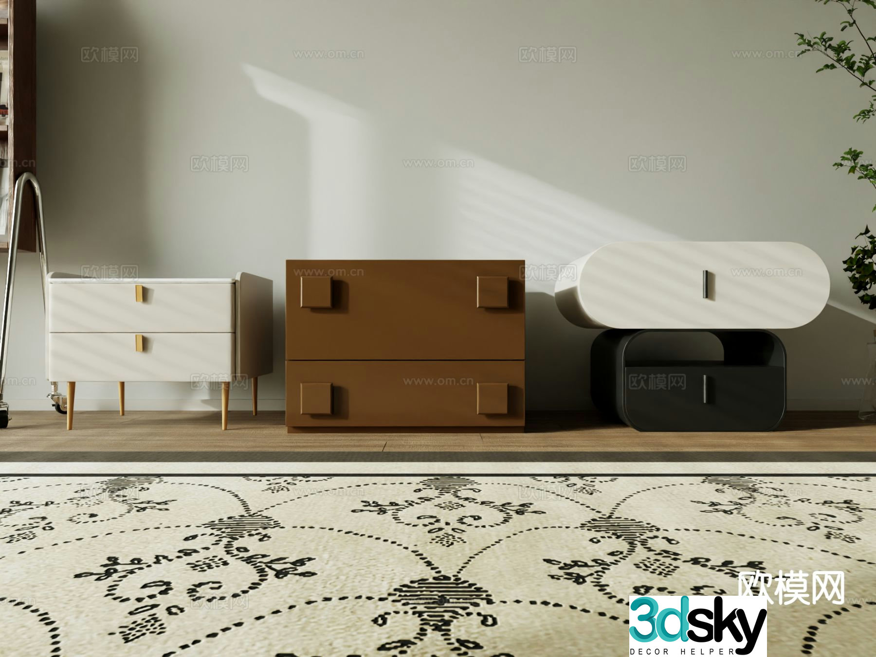 Modern bedside table 3d model