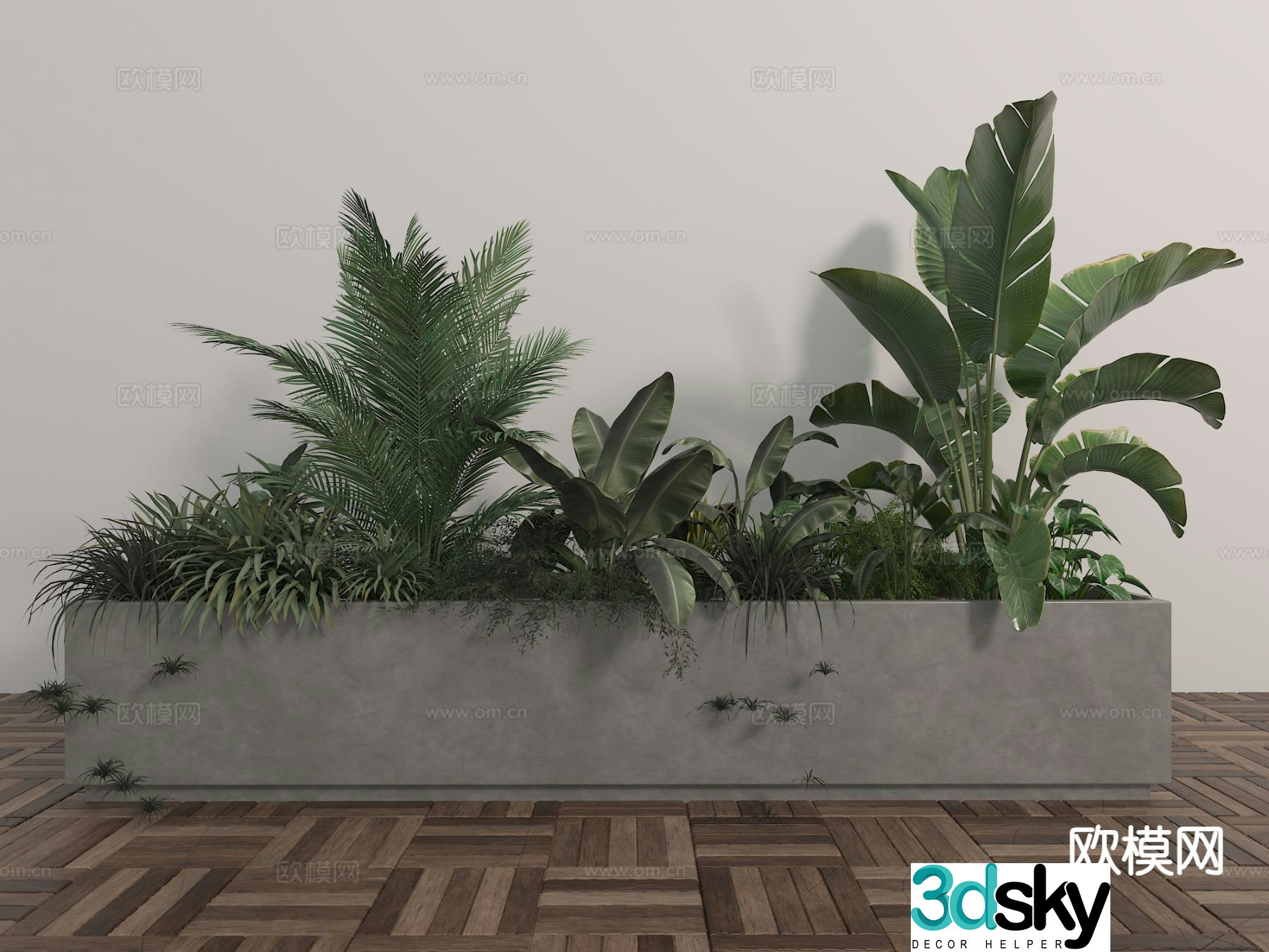 Modern flower tank flower box cement flower tank 3D model