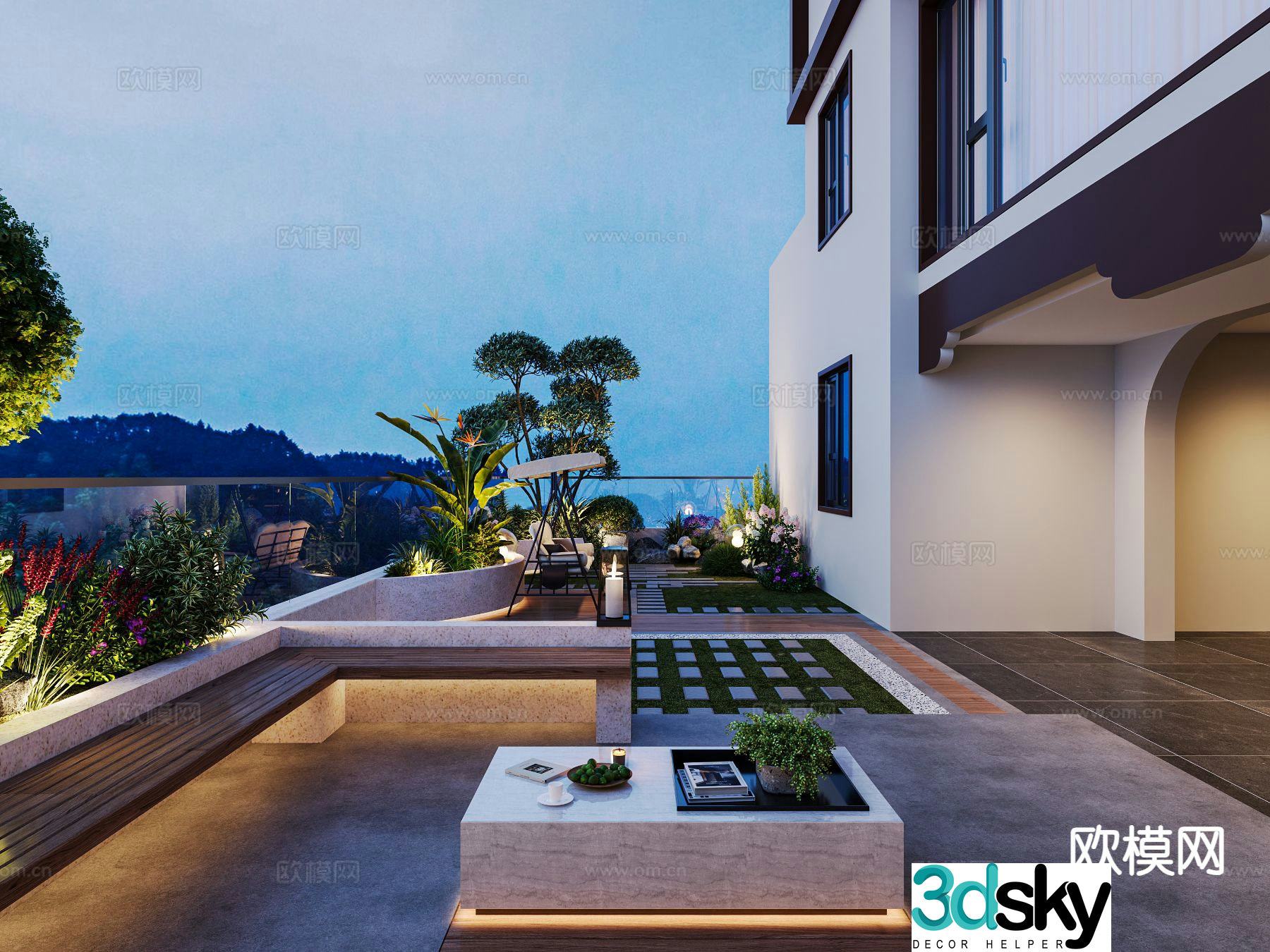 Modern garden landscape courtyard landscape 3d model