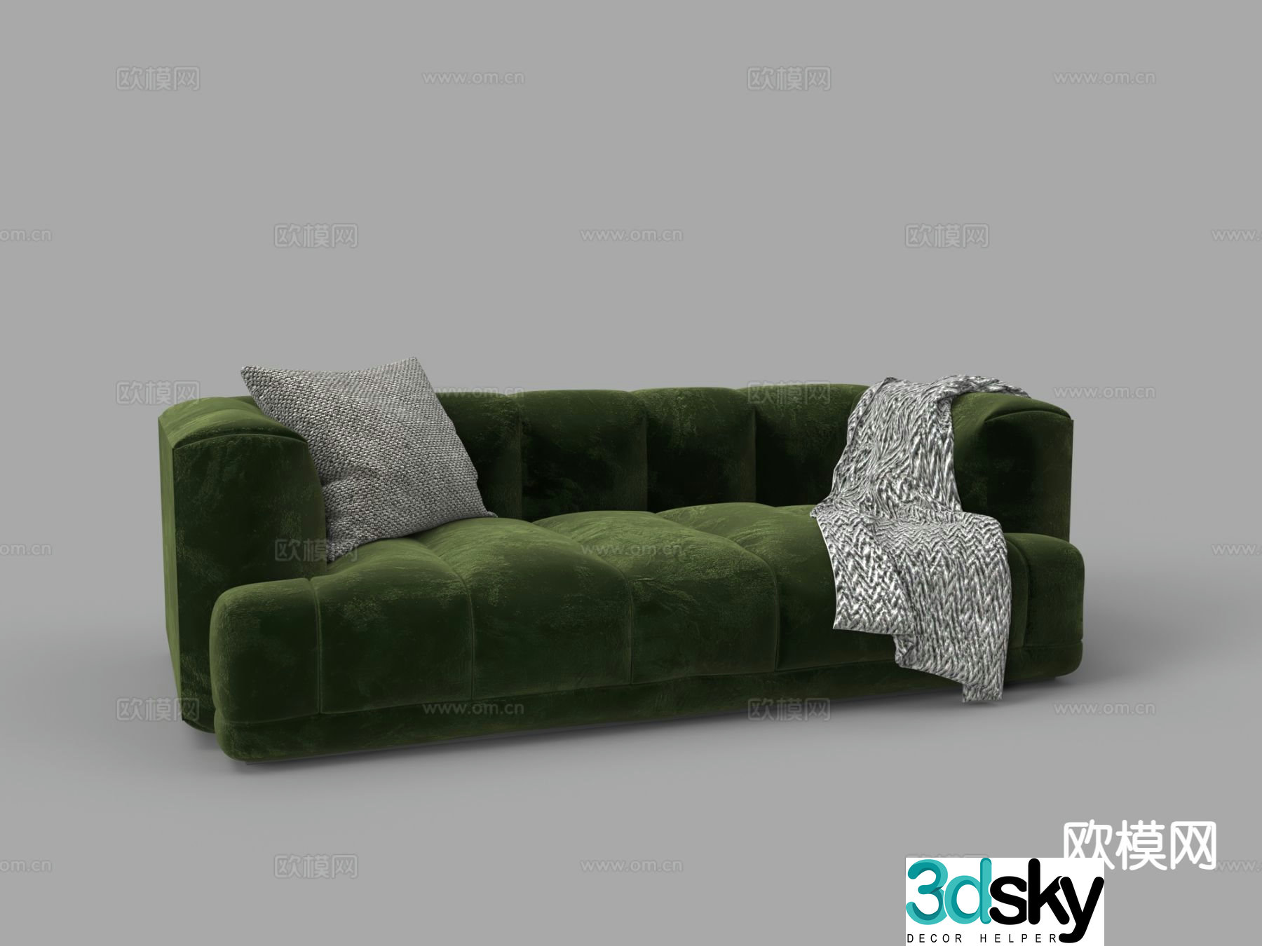 Double sofa velvet sofa 3d model