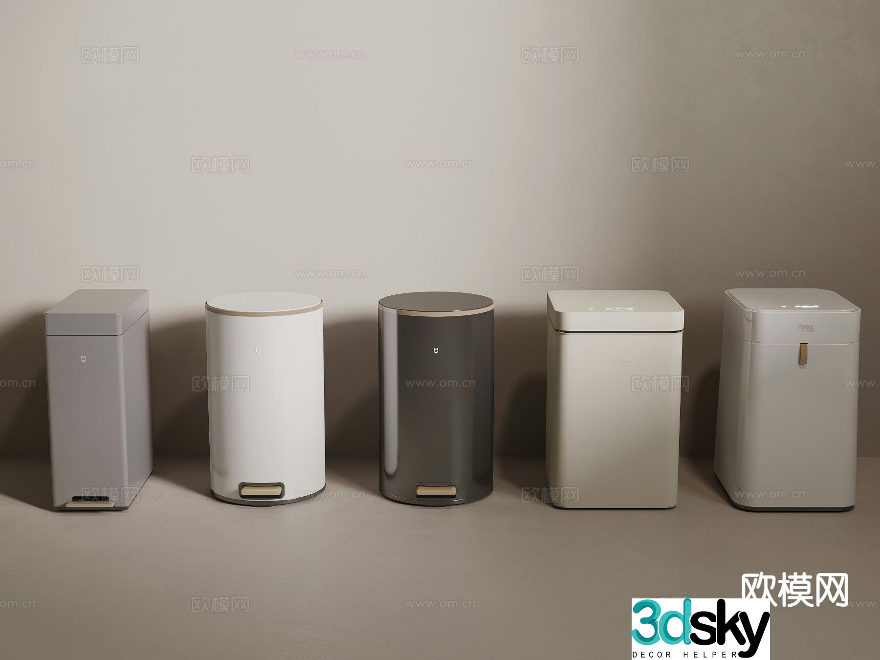 Modern smart trash can 3d model