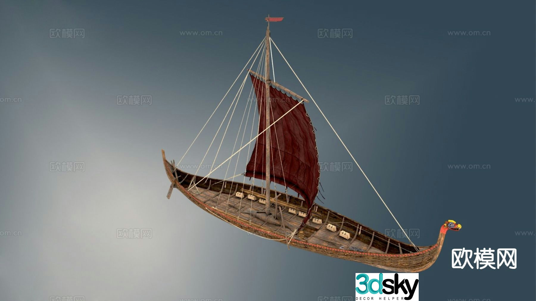 warship viking ship ancient warship sailing ship siege ship 3d model