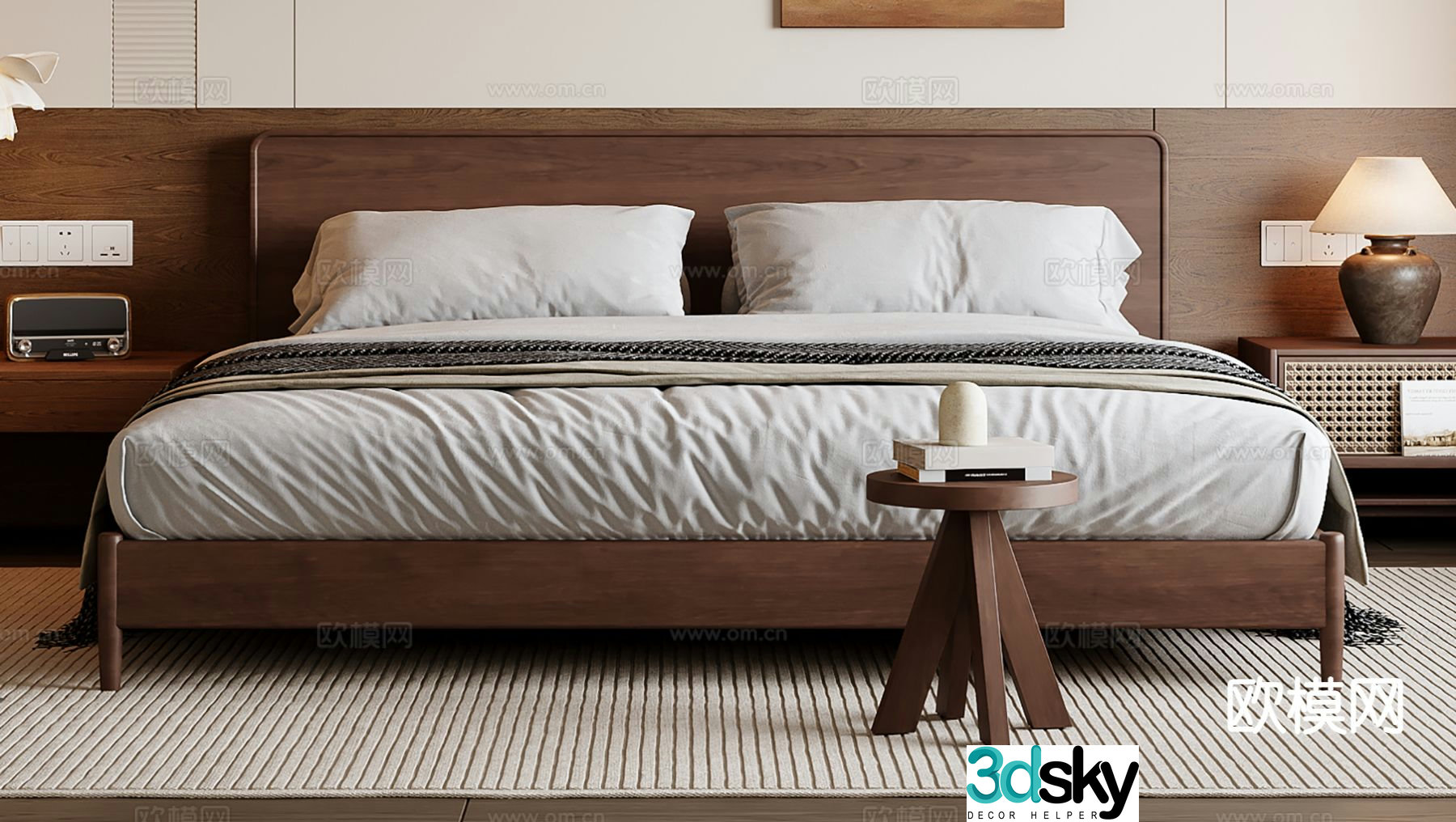 Medieval style double bed 3d model
