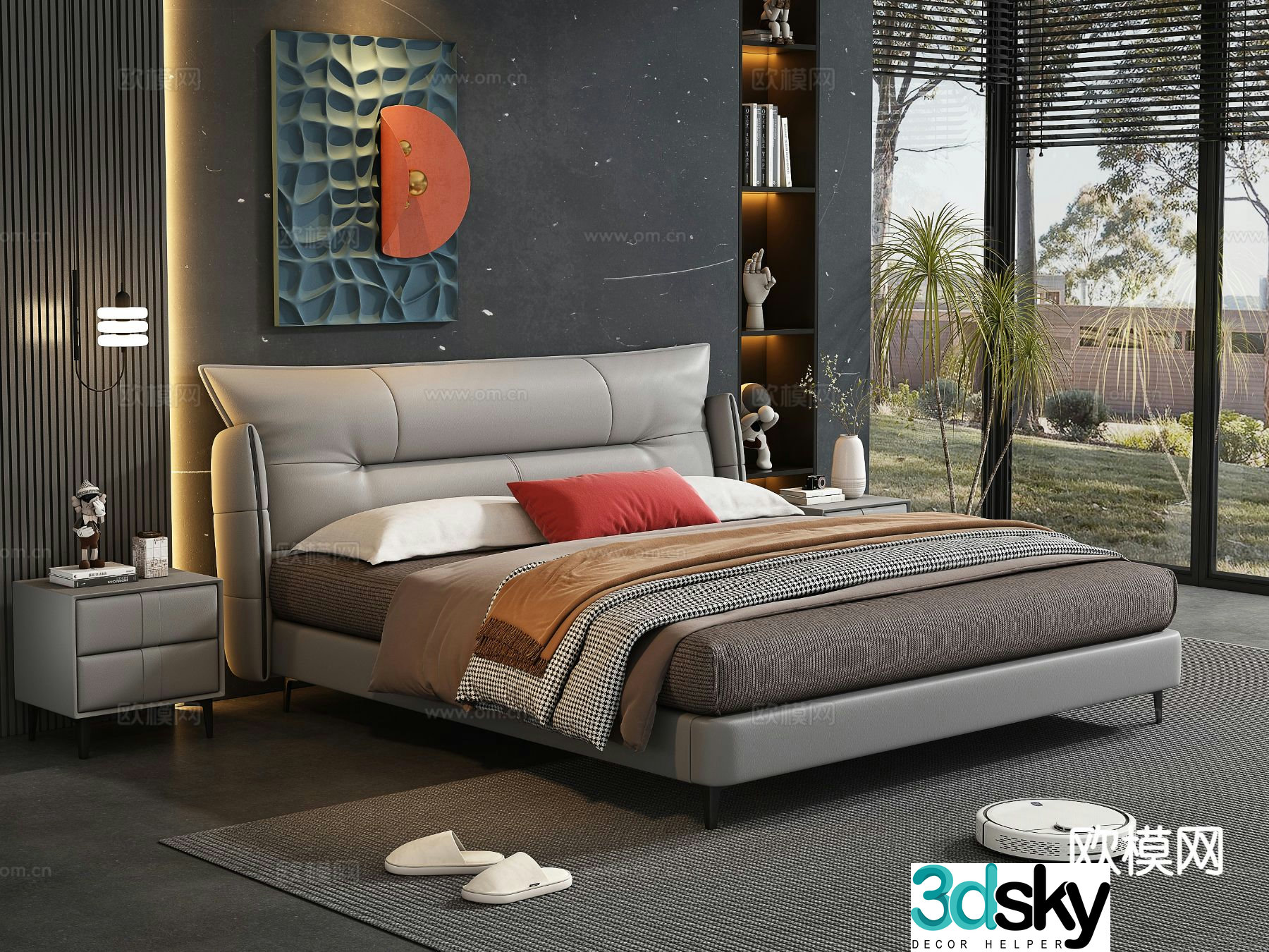 Modern double bed 3d model