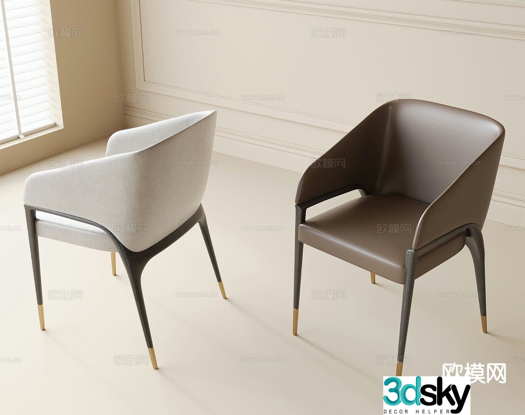 Modern chair dining chair 3d model