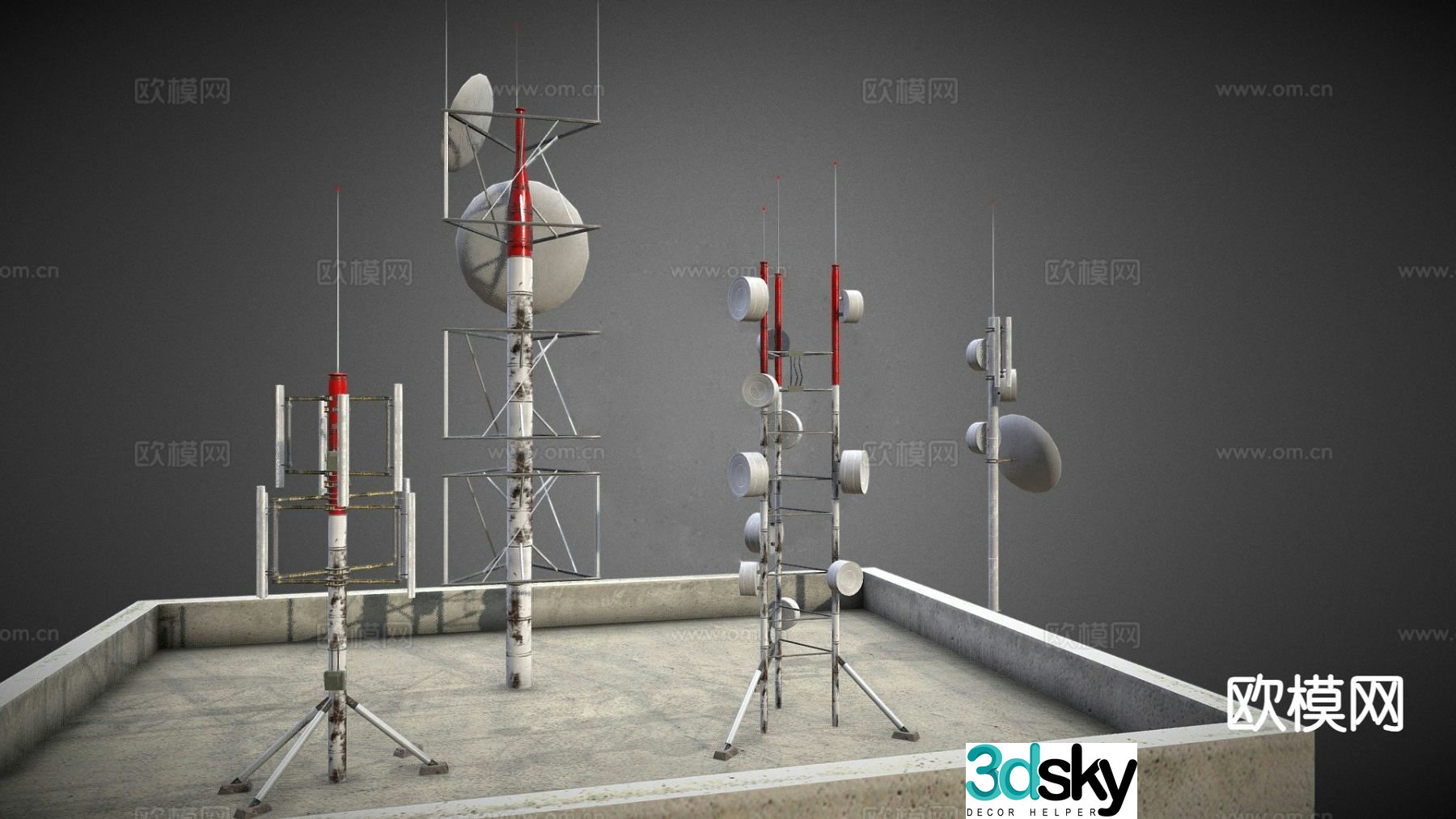 Signal tower antenna base station communication tower 3d model