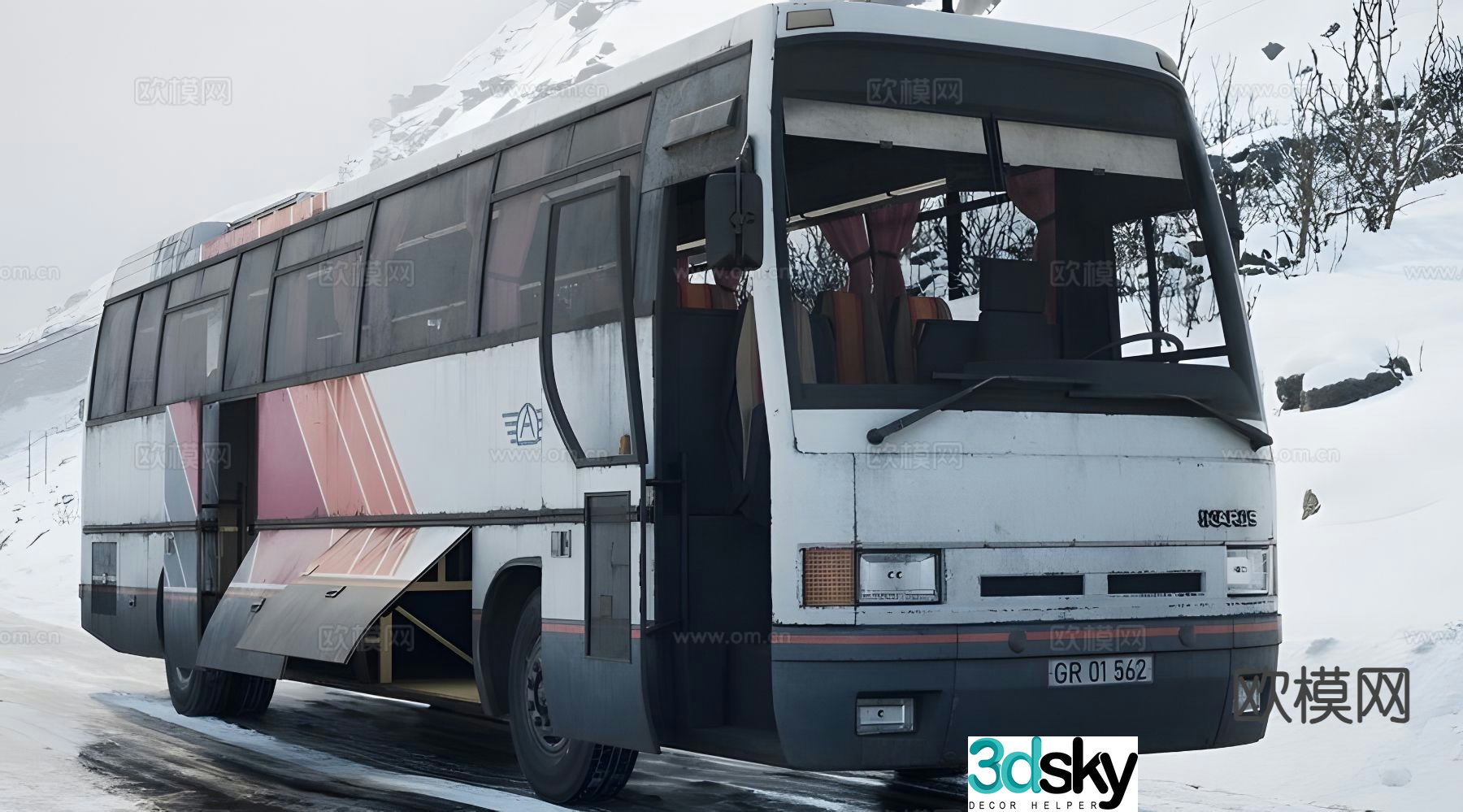 tourist bus passenger car old car 3d model