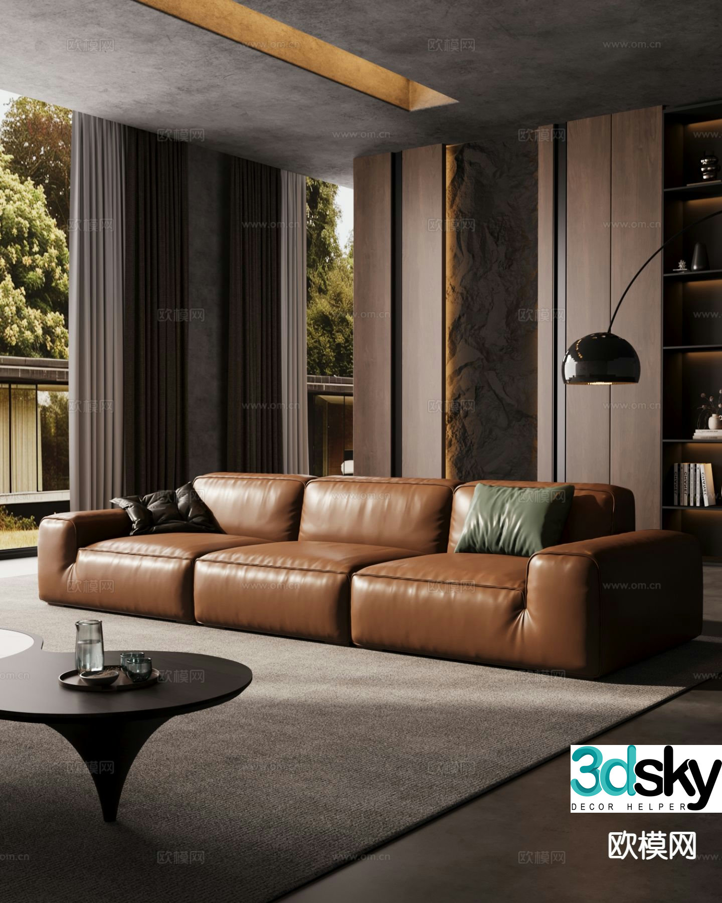 Italian sofa three person sofa leather sofa 3d model