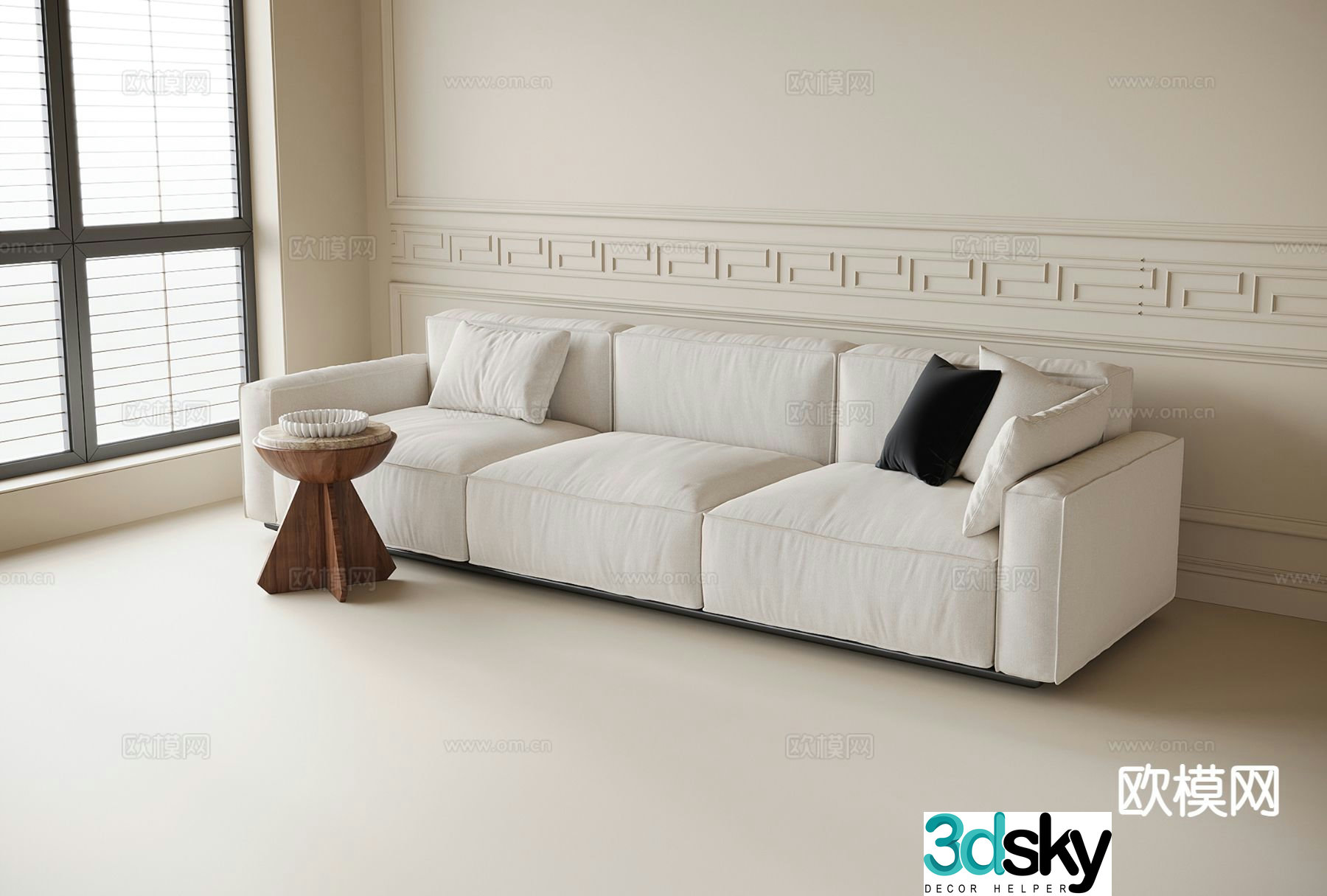 Three seater sofa upholstered sofa 3d model