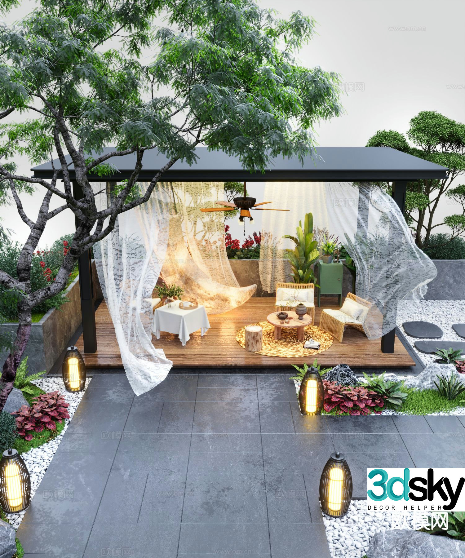 Courtyard landscape garden 3d model