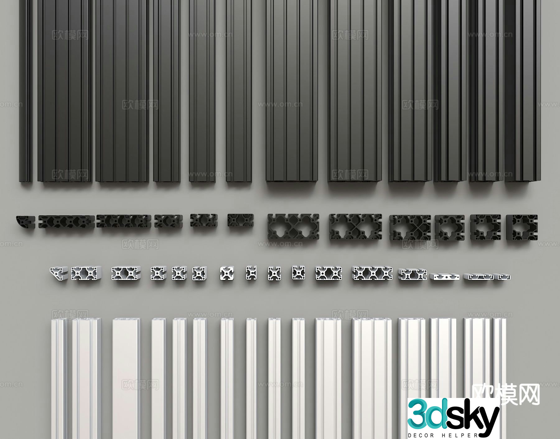Industrial aluminum profile Shelf profile Structural profile 3D model