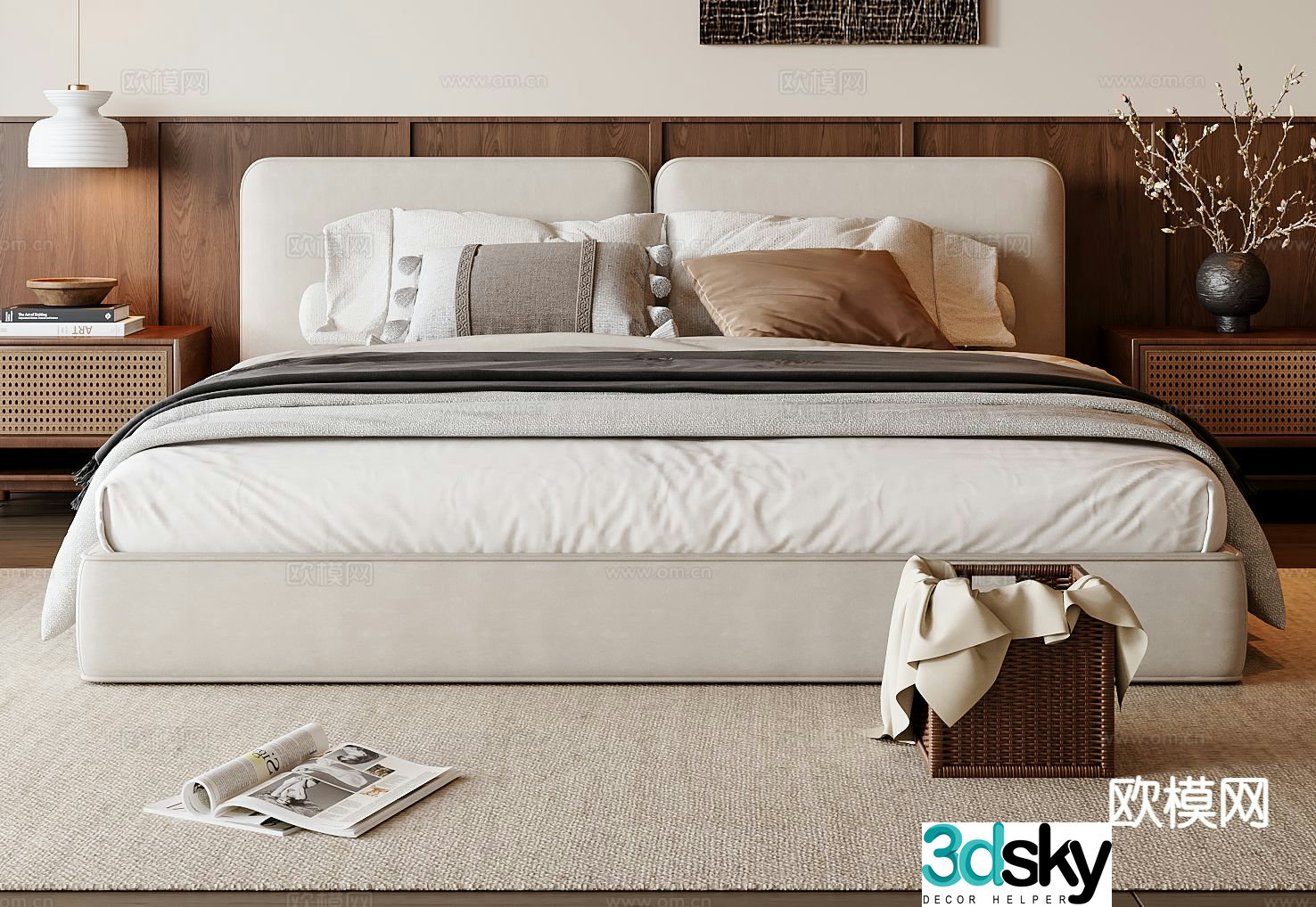 Medieval style double bed 3d model