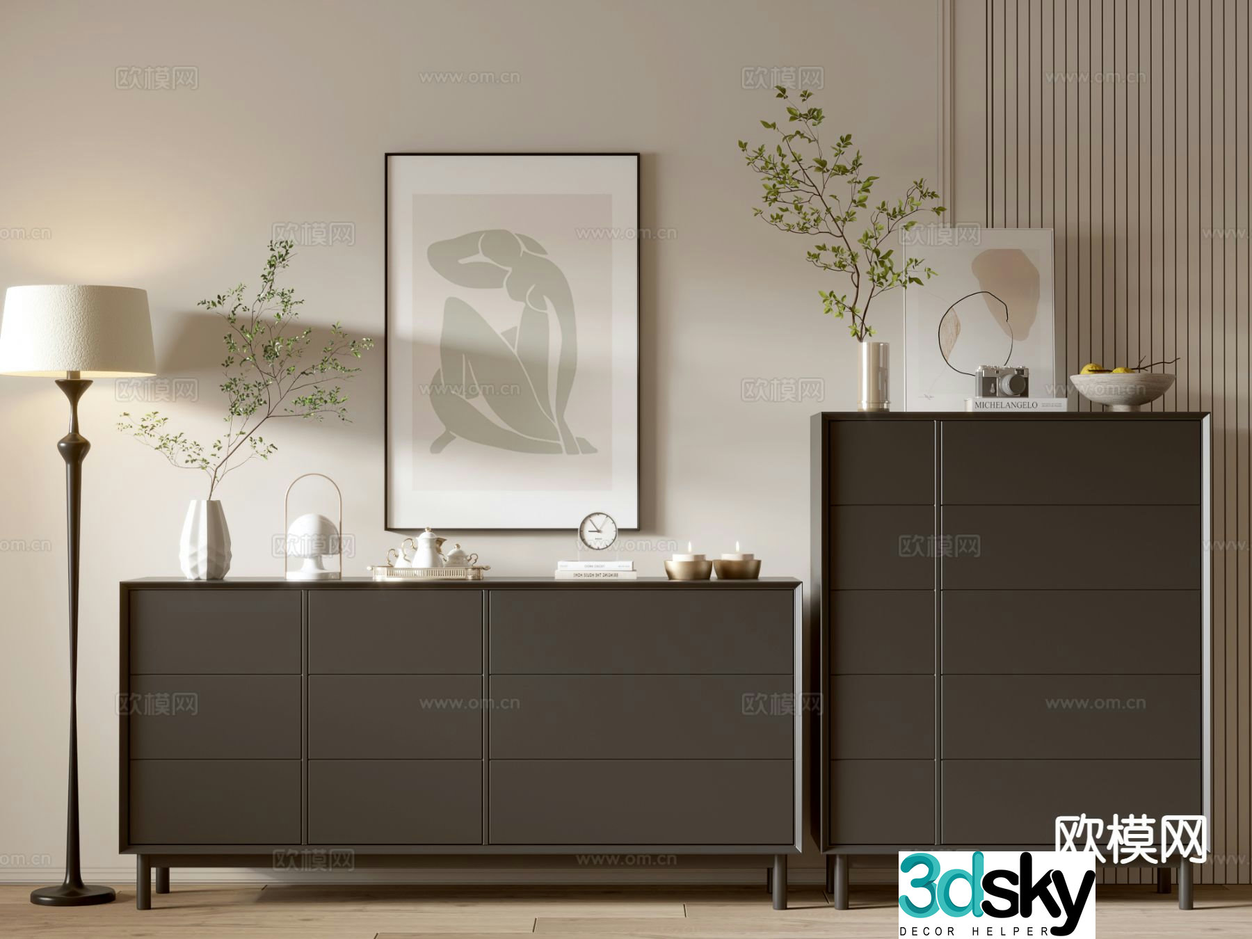 Modern side cabinet entrance cabinet 3d model