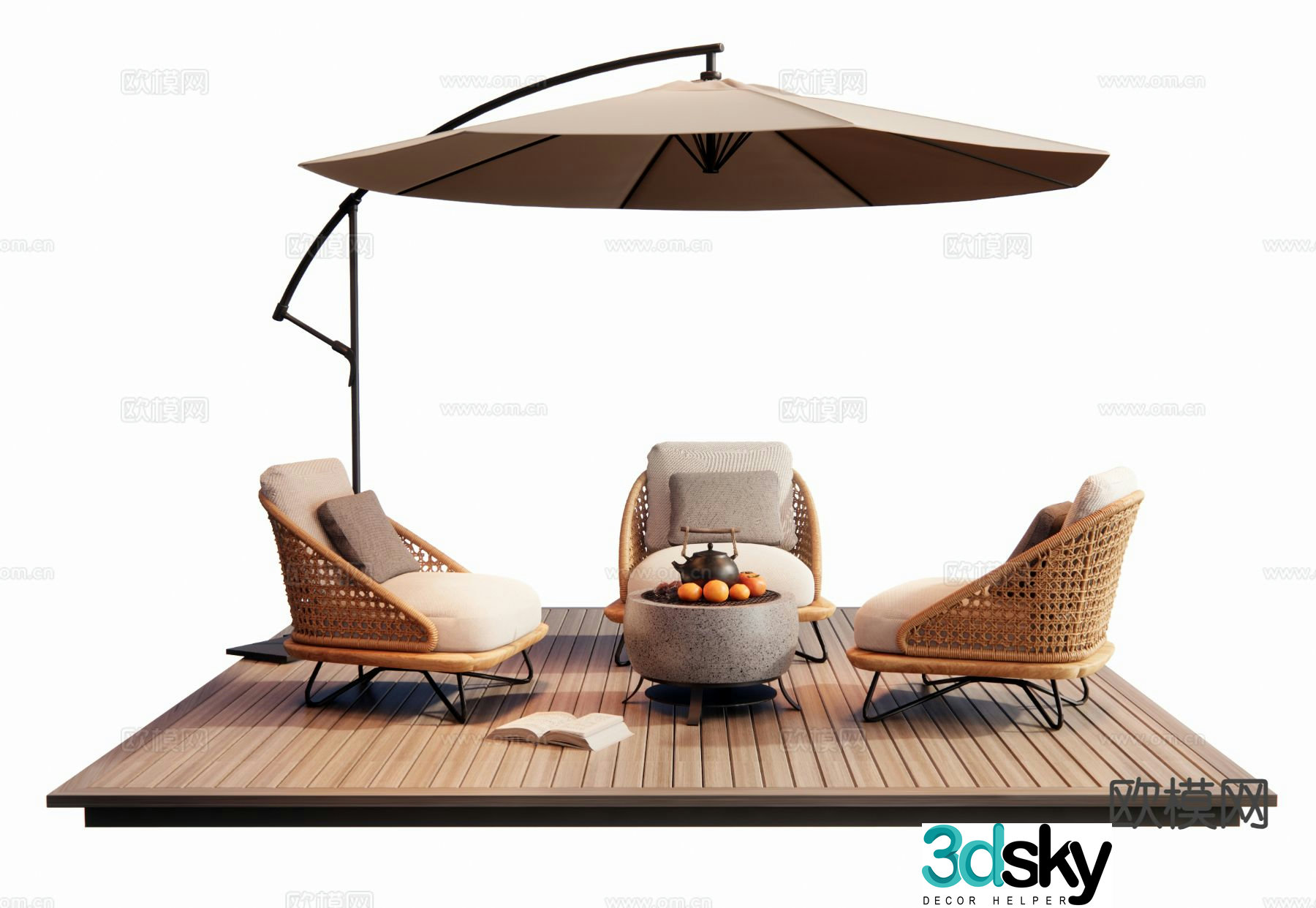 Modern outdoor chair outdoor sofa folding umbrella 3d model