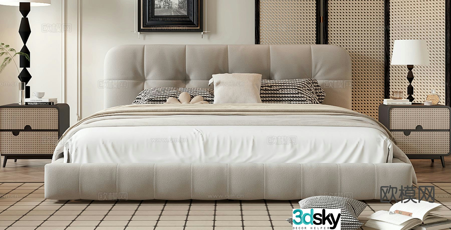 Modern double bed 3d model