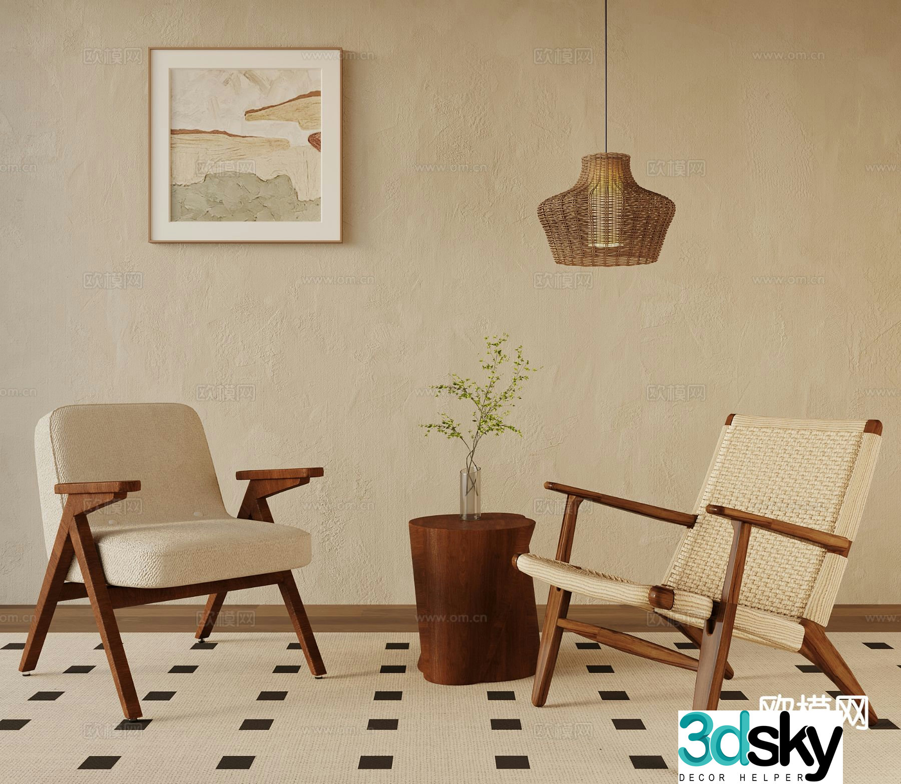Medieval style chair leisure chair table 3d model