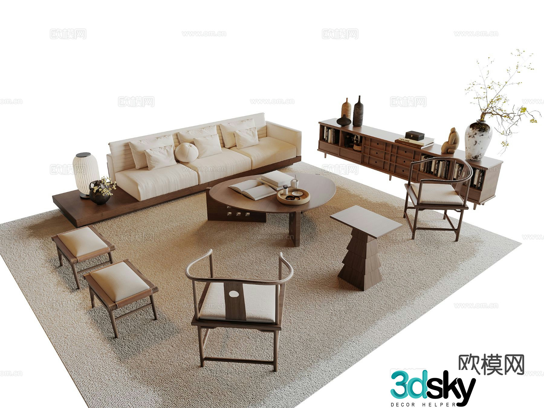 Medieval style modular sofa 3D model