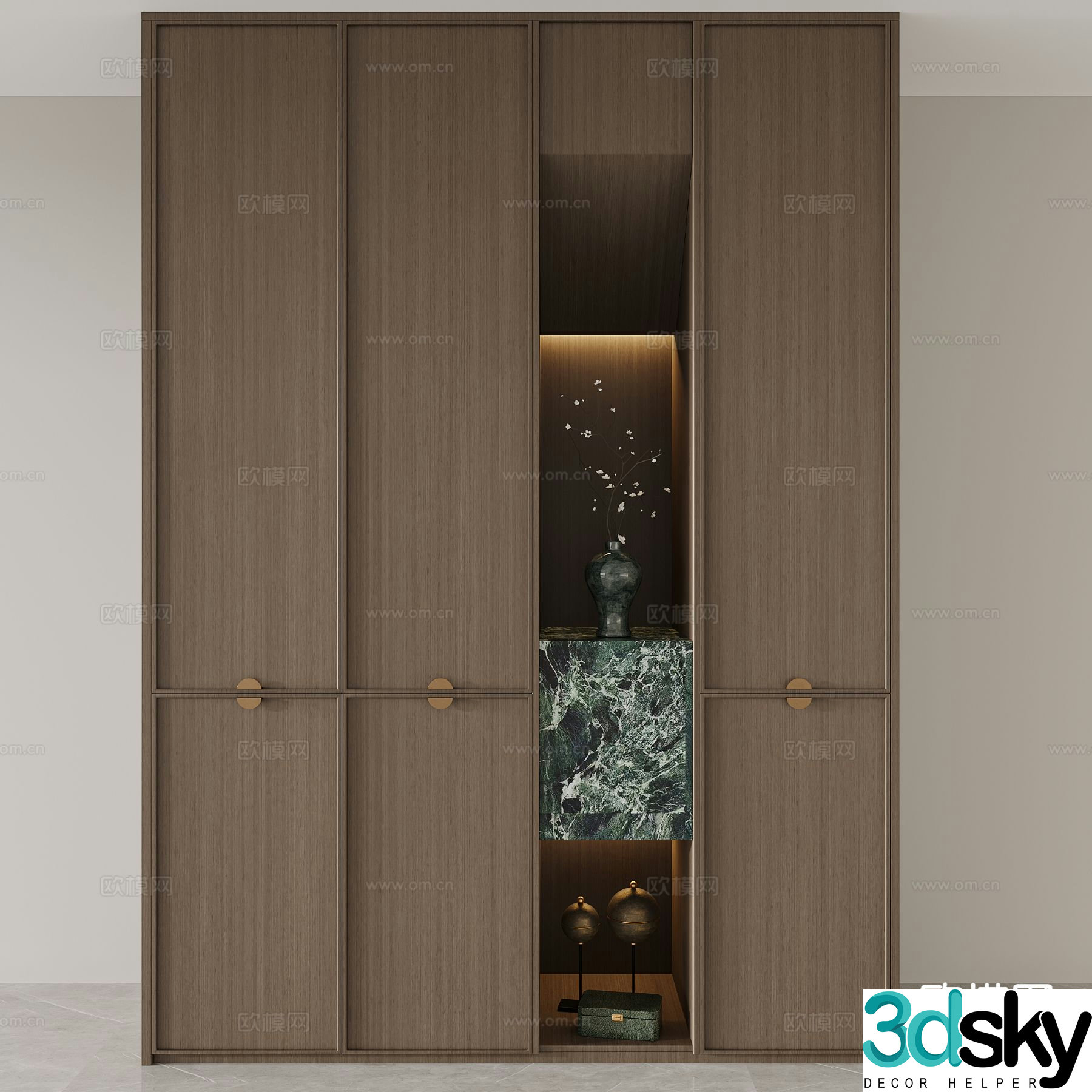 New Chinese style shoe cabinet 3D model of the entrance shoe cabinet