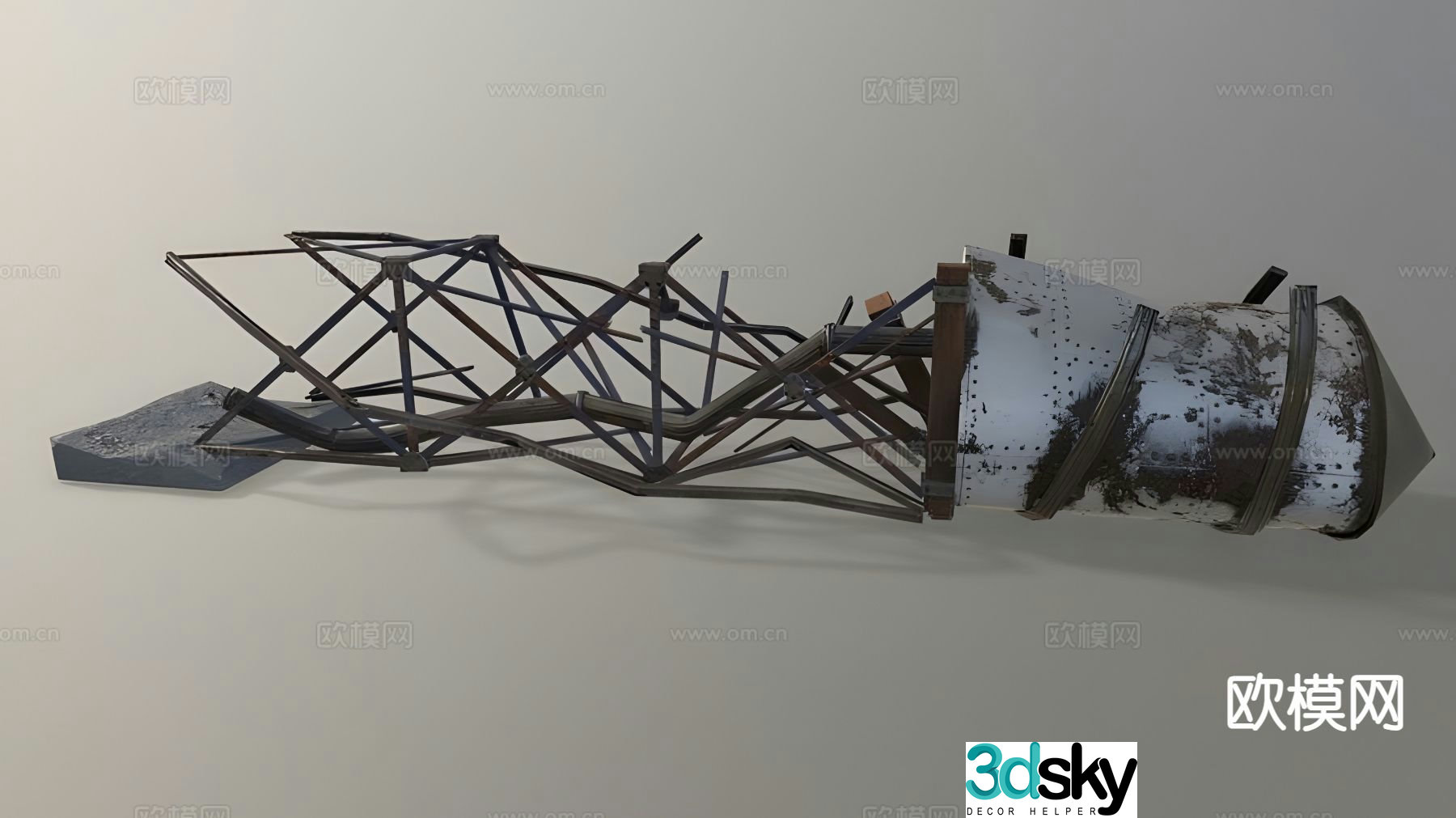 Destroyed water tower industrial equipment 3d model