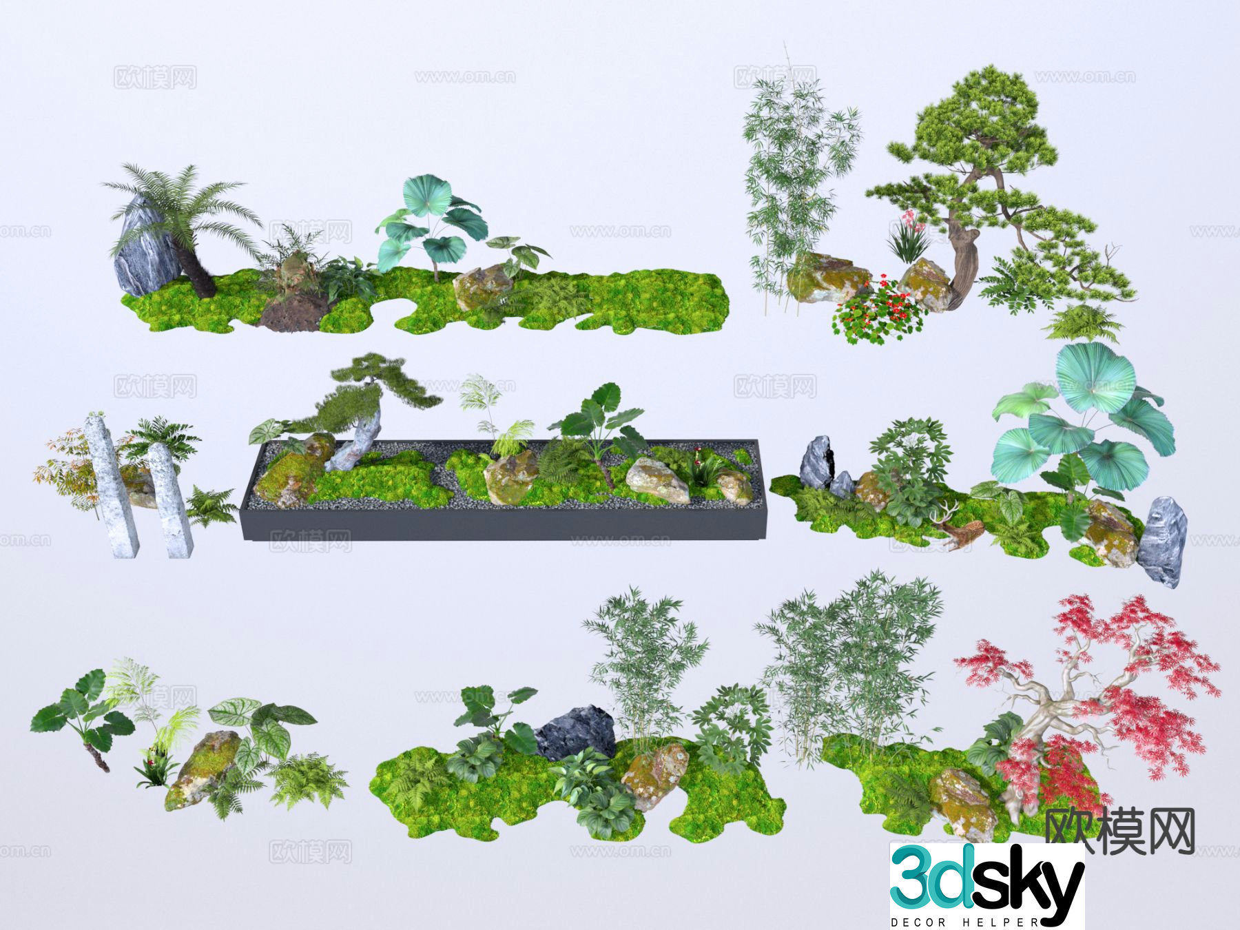 Landscape sketches plant landscaping moss green plants 3D model