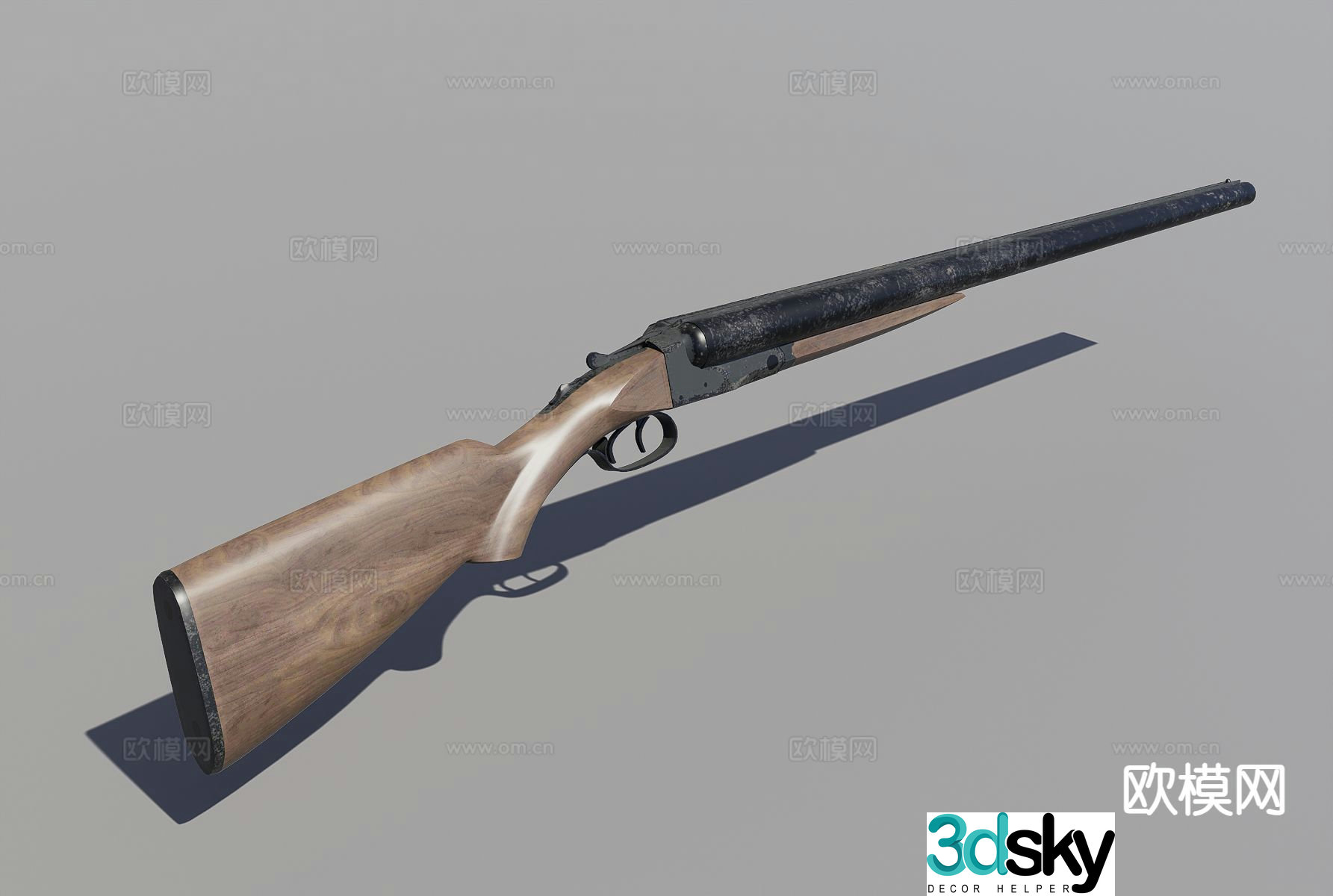 Winchester model 21 shotgun long gun 3d model