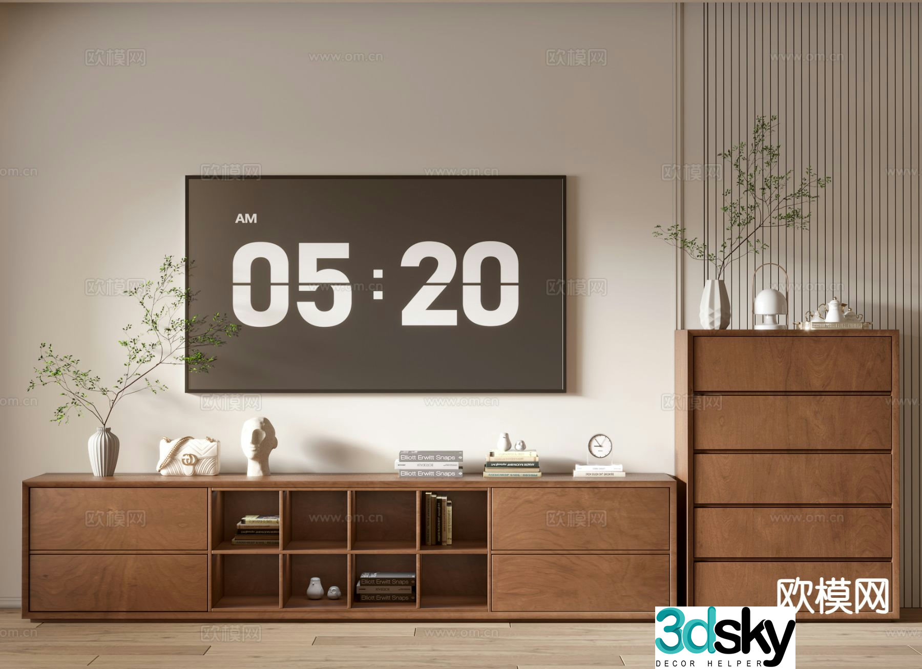 Medieval style TV cabinet side cabinet 3D model