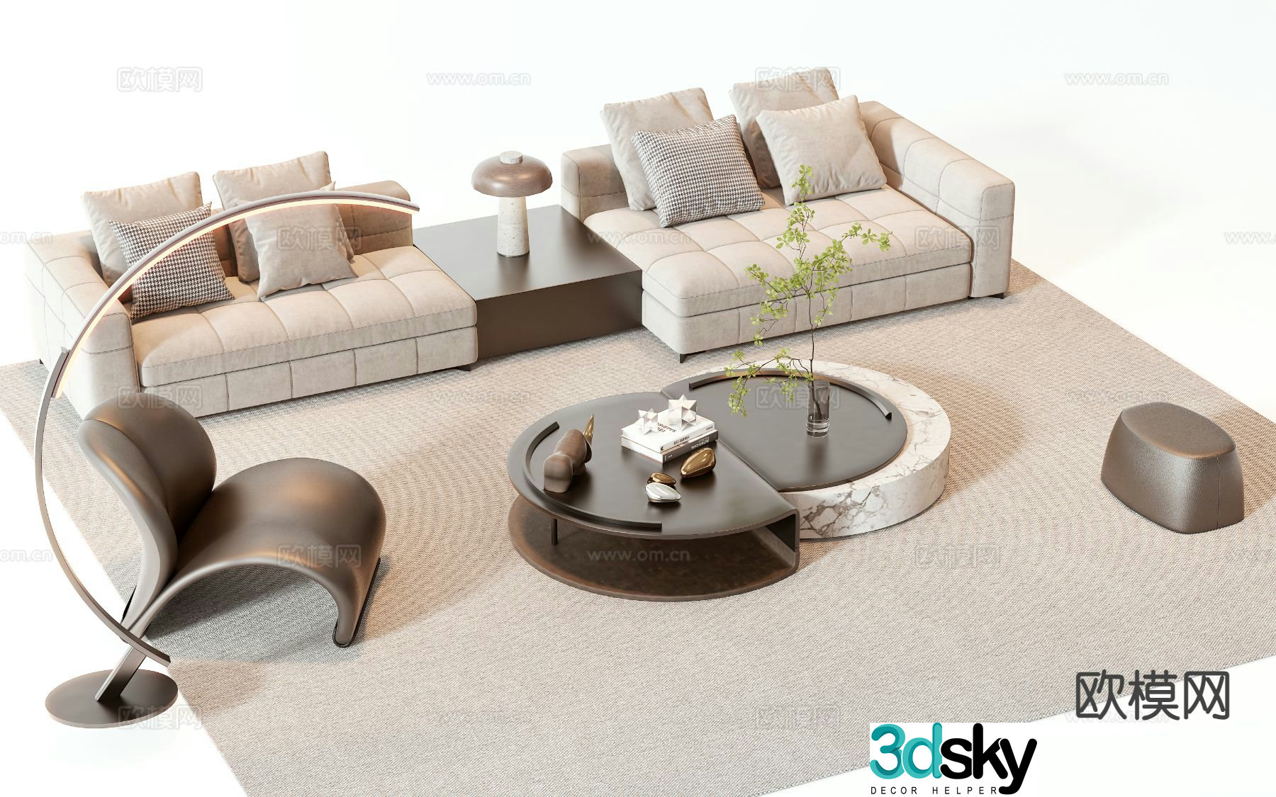Modern sectional sofa 3d model