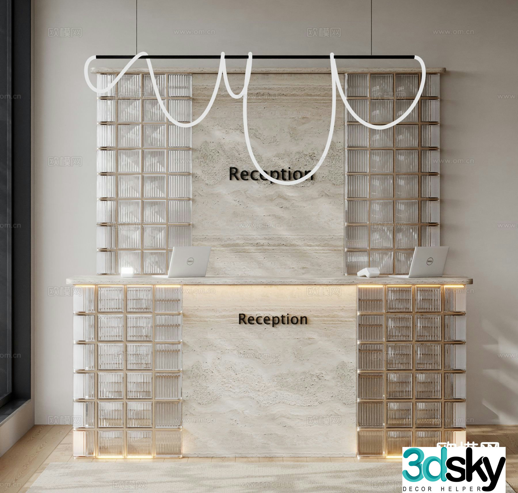 Modern company front desk service desk 3d model