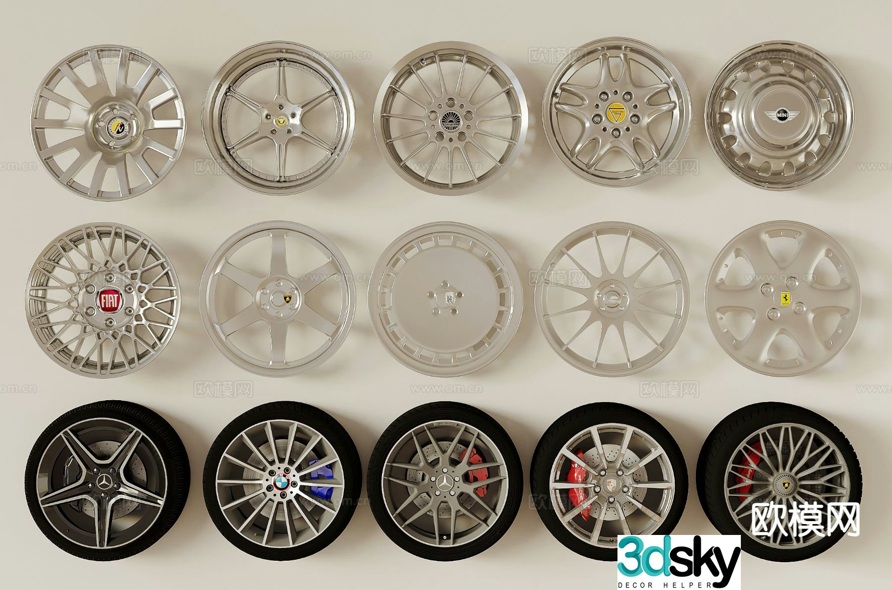 modern car wheel 3d model