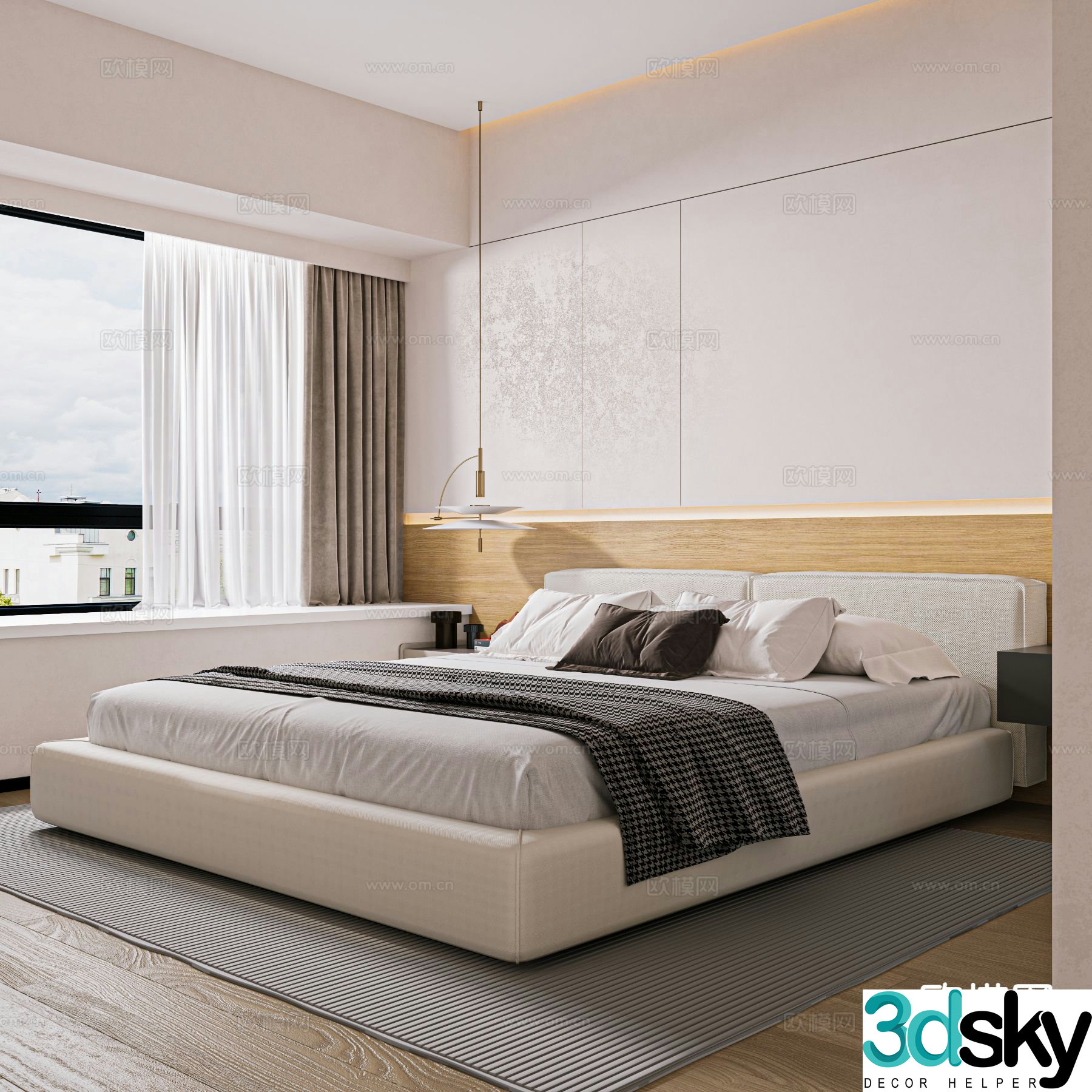 Modern double bed 3d model