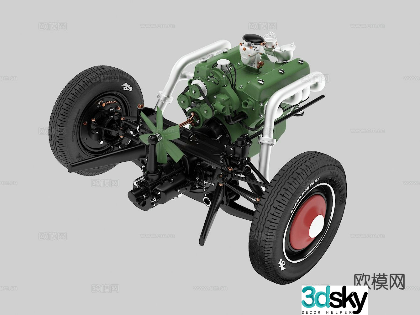 modern engine car parts 3d model