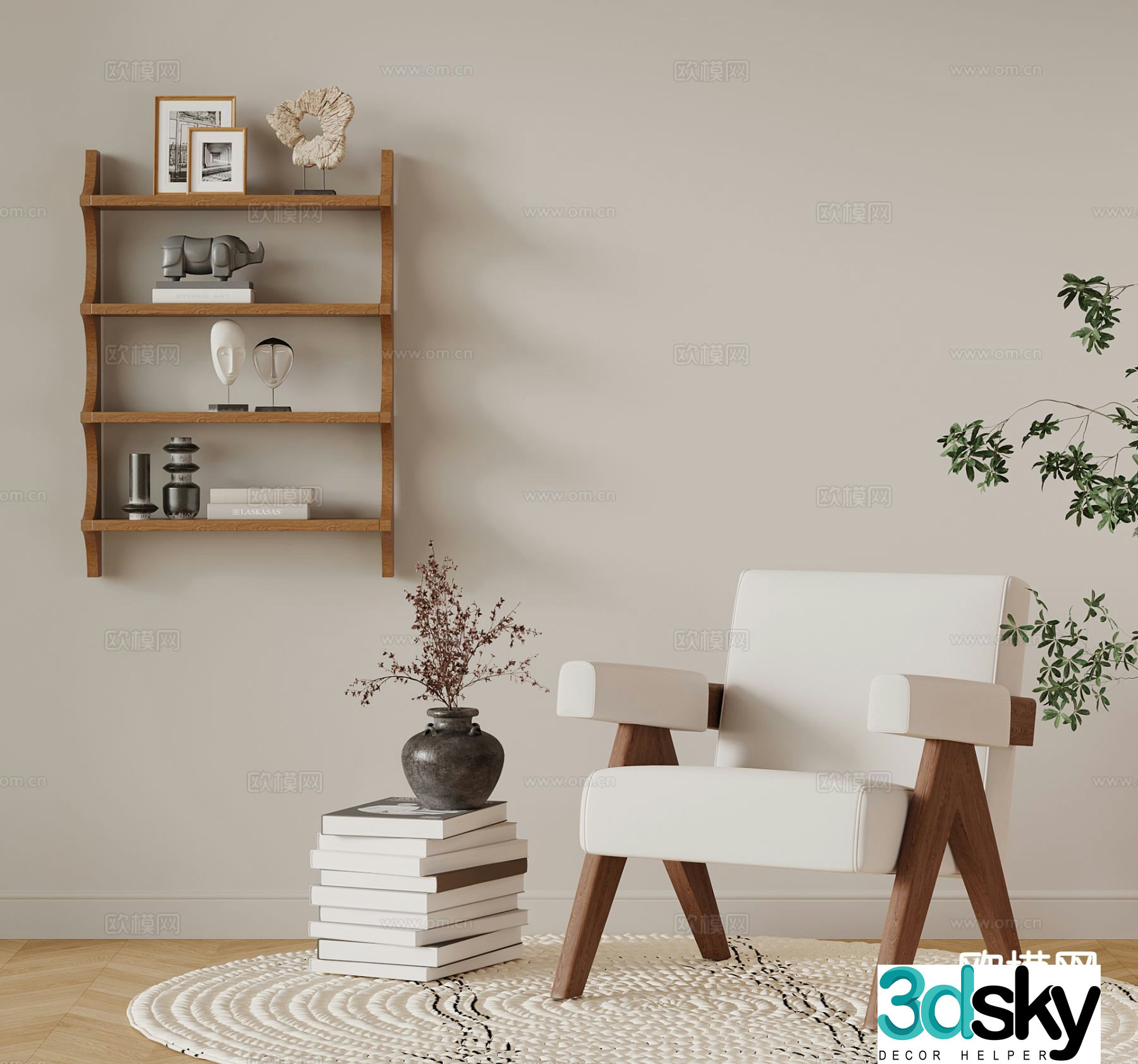wabi-sabi chair leisure chair armchair 3d model