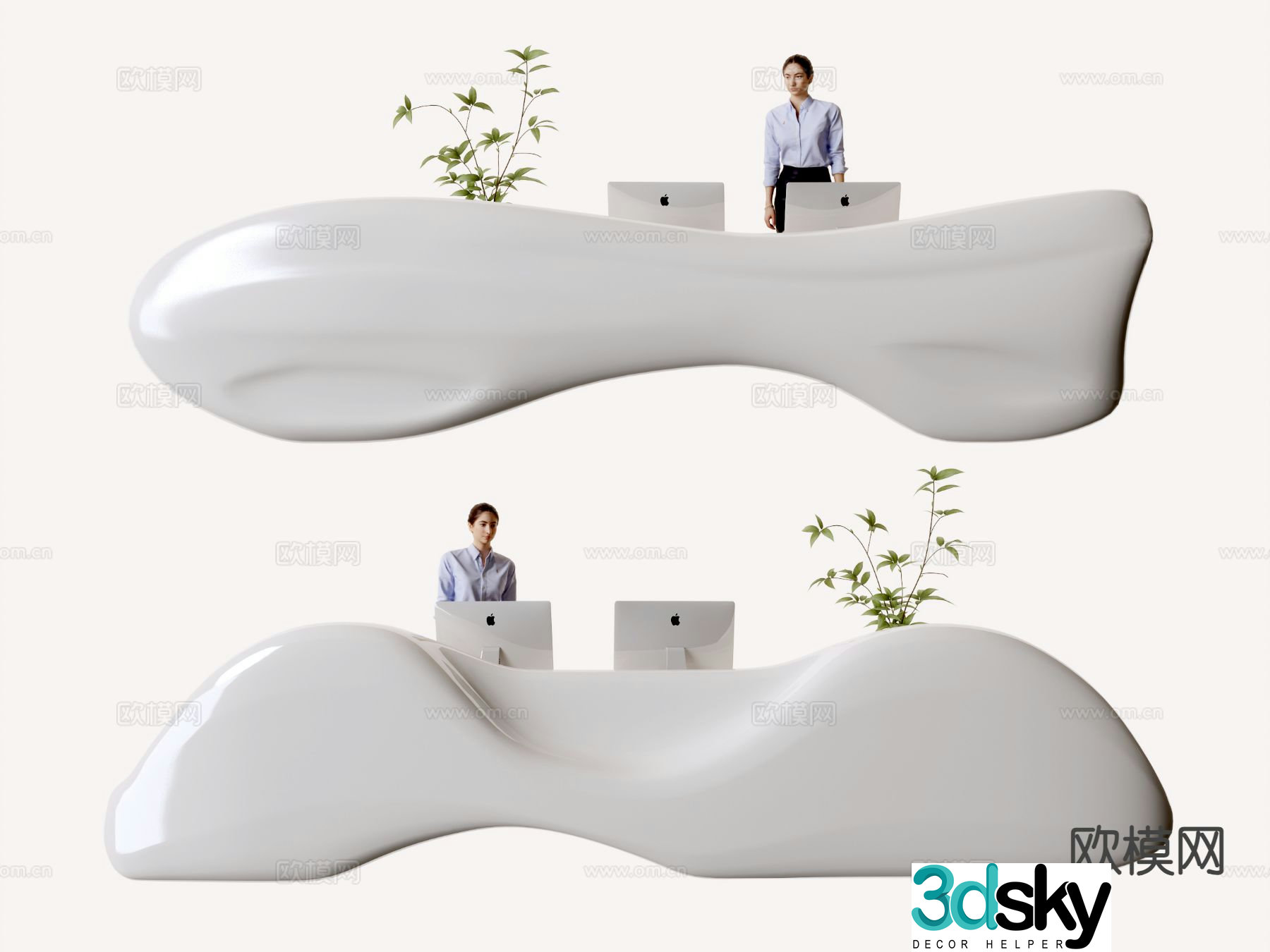 Modern company front desk reception area bar reception desk service desk 3d model
