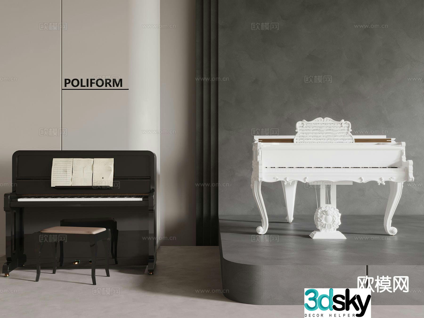 modern piano 3d model