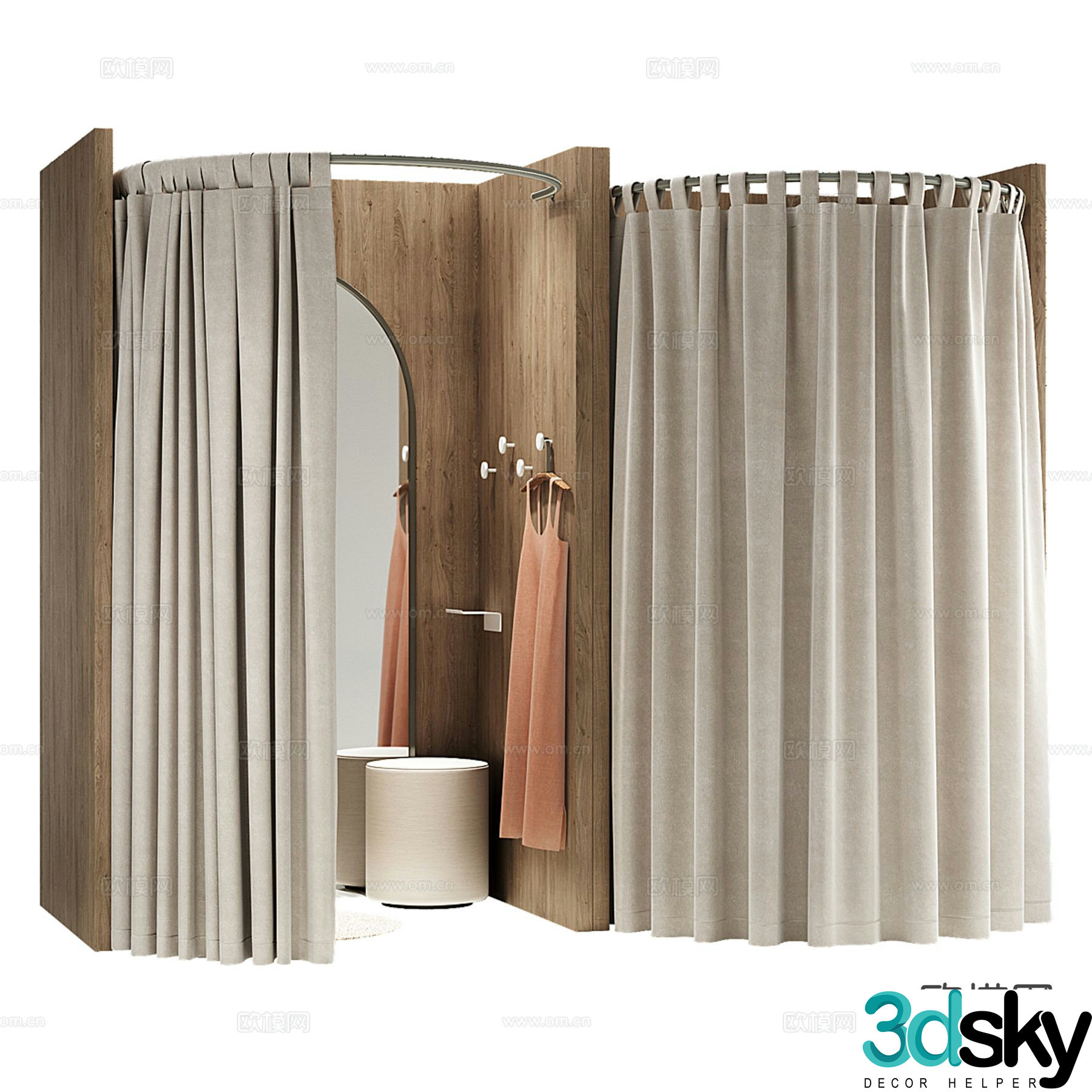 Modern clothing store dressing room fitting room 3d model