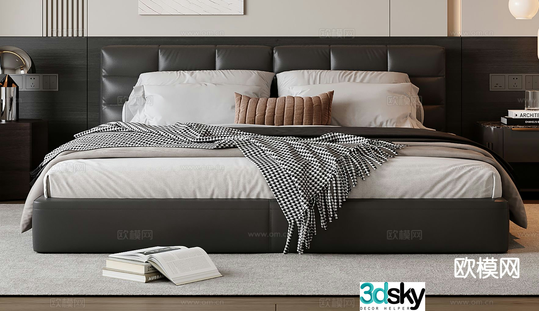Italian double bed 3d model