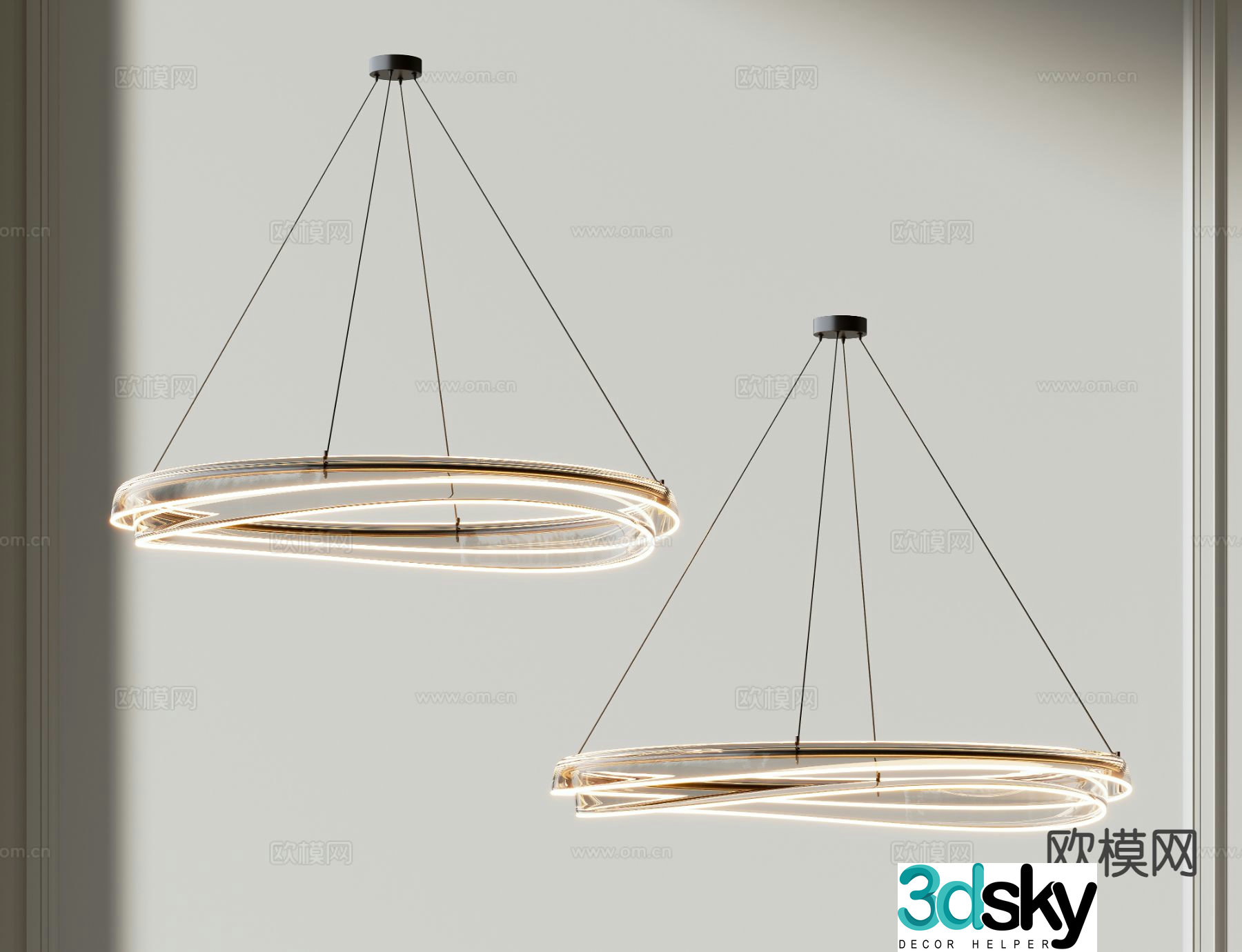 Modern light luxury chandelier ring chandelier 3D model
